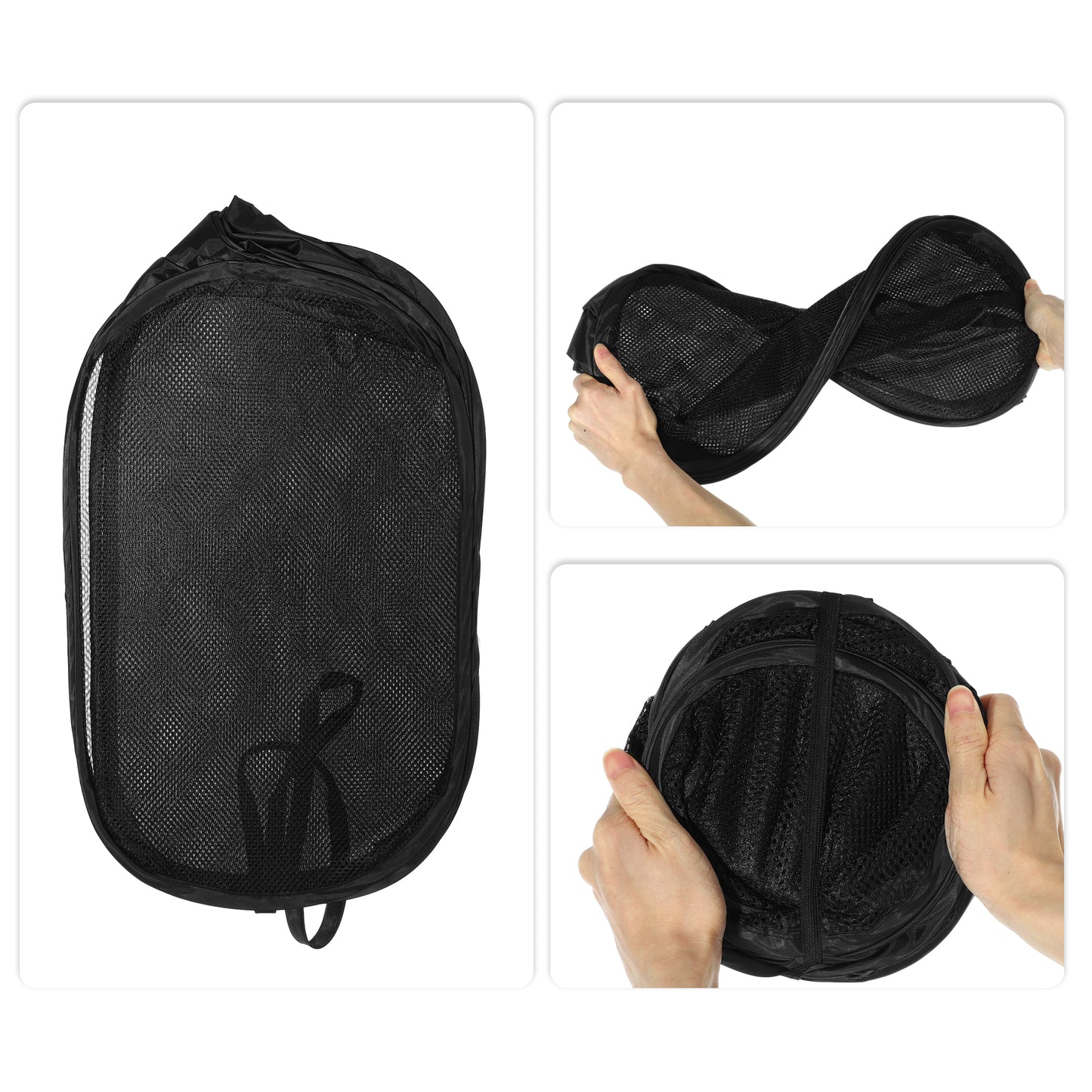 Folding Laundry Basket Portable Hamper Basket for Bathroom 140L Black