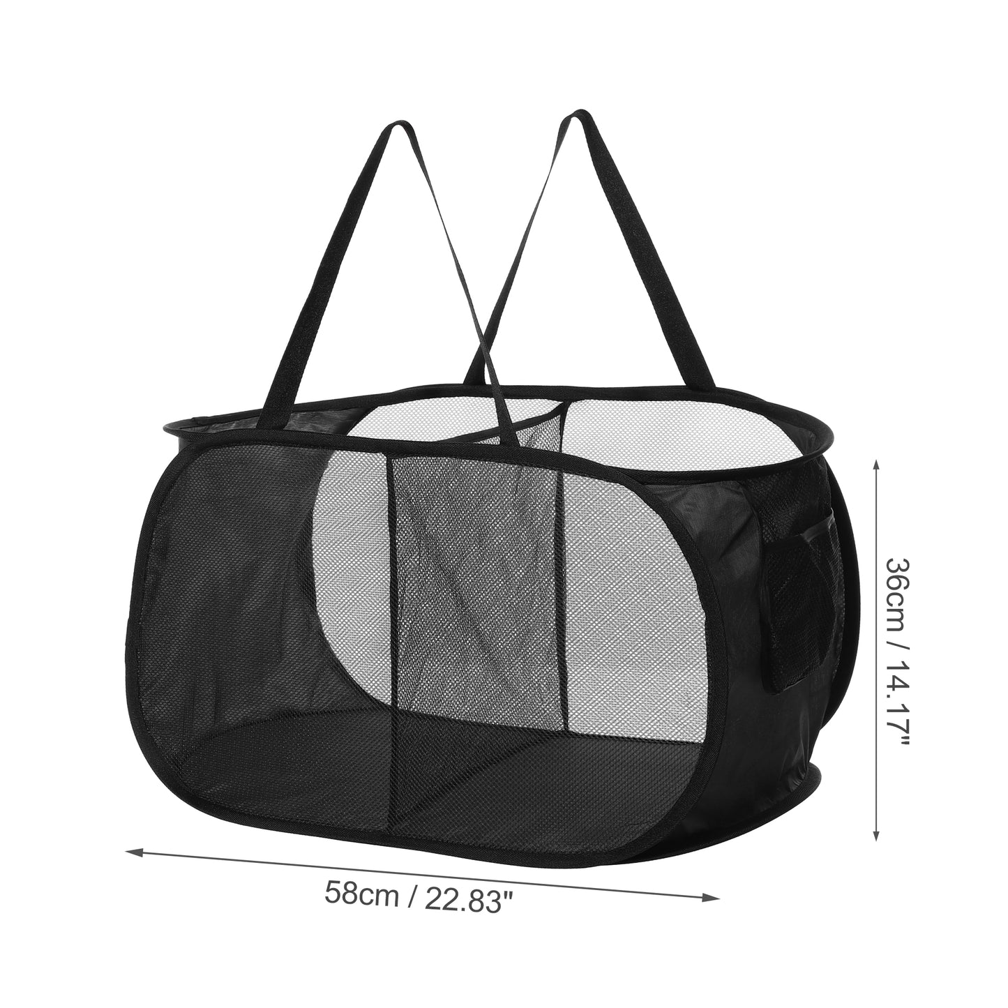 Folding Laundry Basket 2 Compartments Hamper Basket for Bathroom 75L Black