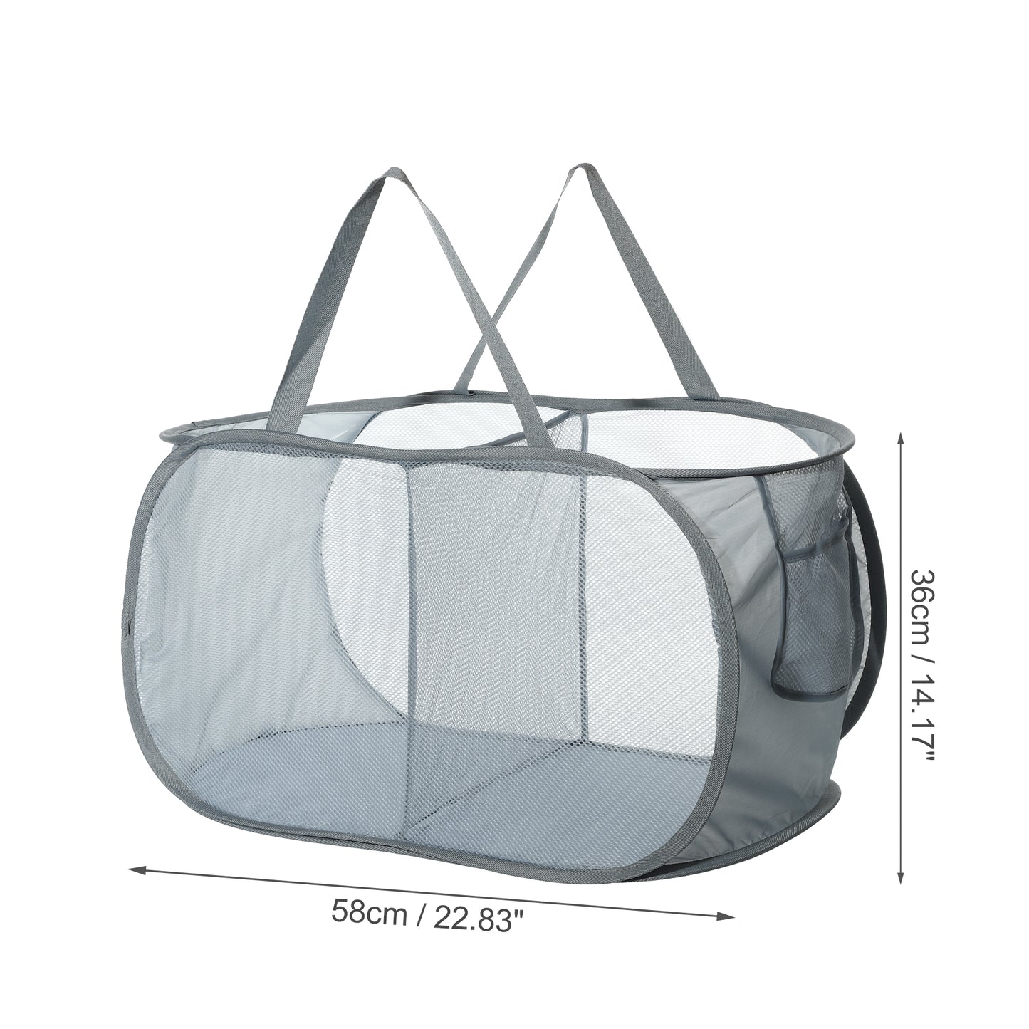 Folding Laundry Basket 2 Compartments Hamper Basket for Bathroom 75L Gray