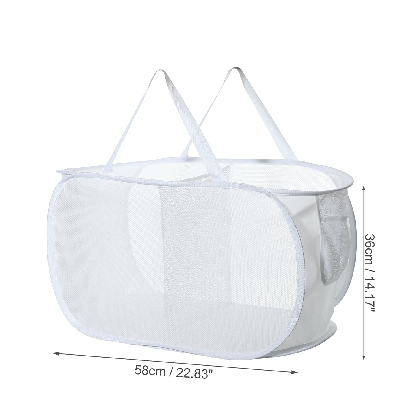 Folding Laundry Basket 2 Compartments Hamper Basket for Bathroom 75L White