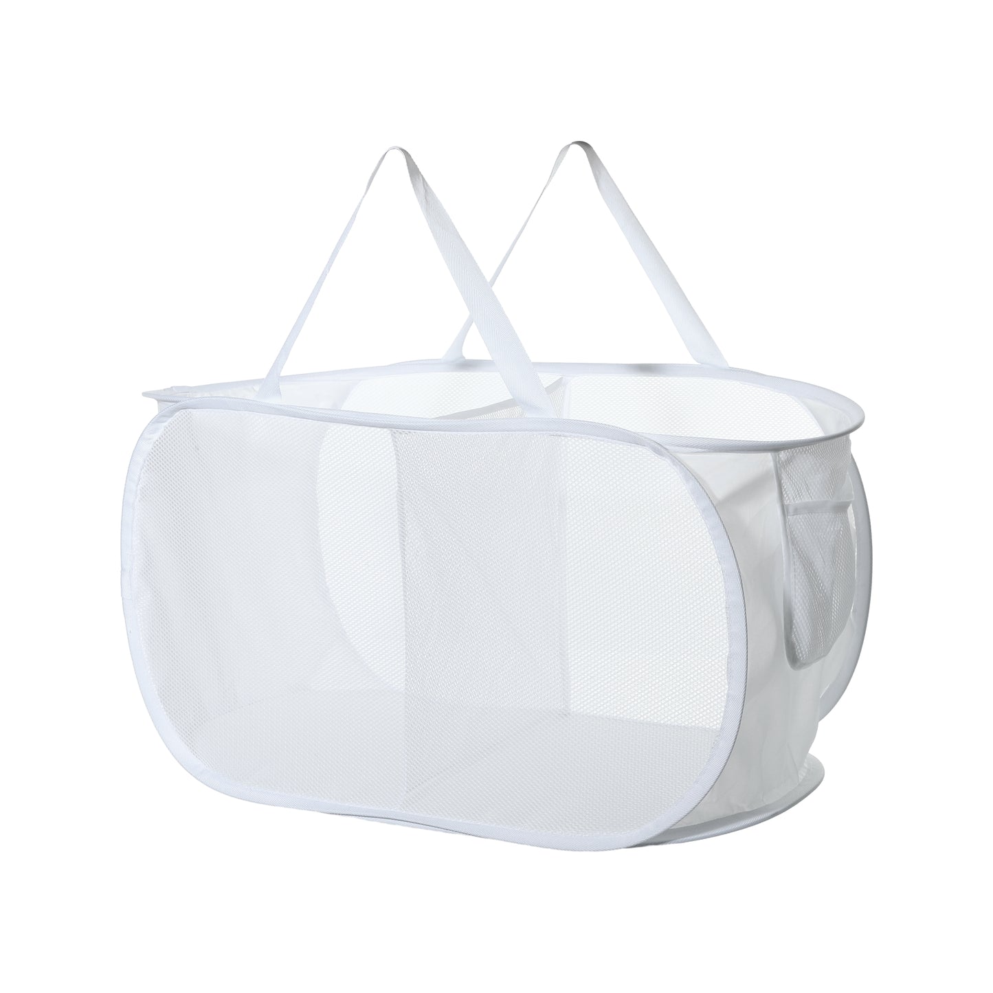 Folding Laundry Basket 2 Compartments Hamper Basket for Bathroom 75L White