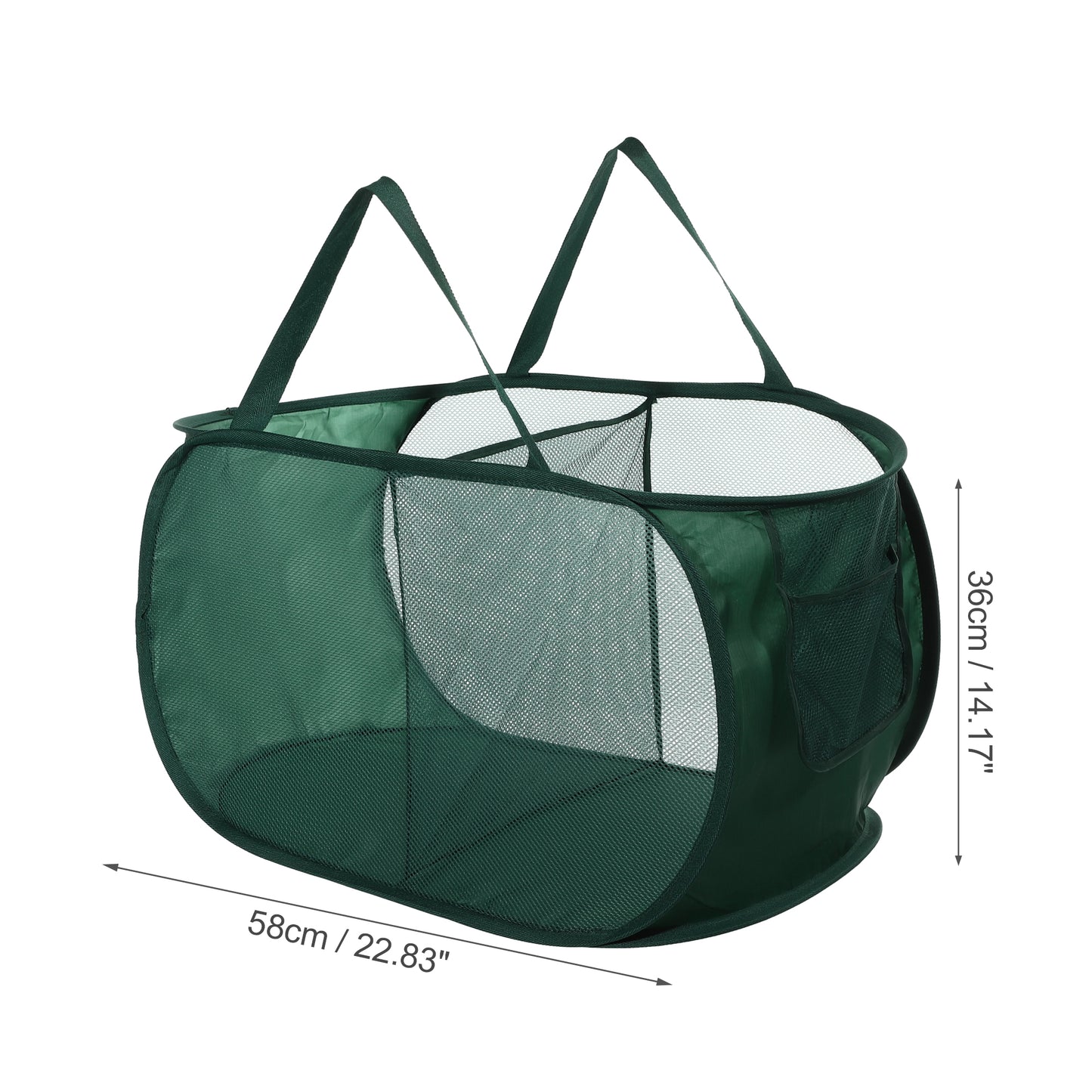 Folding Laundry Basket 2 Compartments Hamper Basket for Bathroom 75L Green