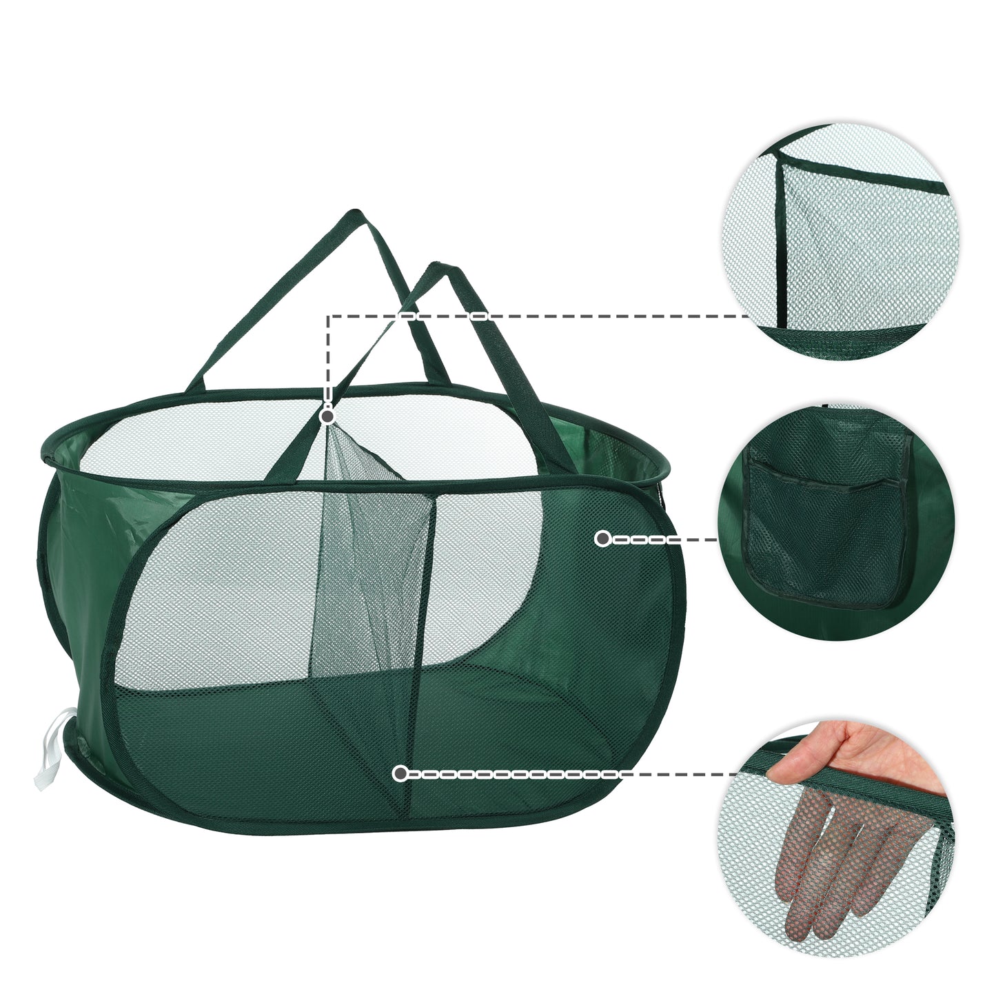 Folding Laundry Basket 2 Compartments Hamper Basket for Bathroom 75L Green