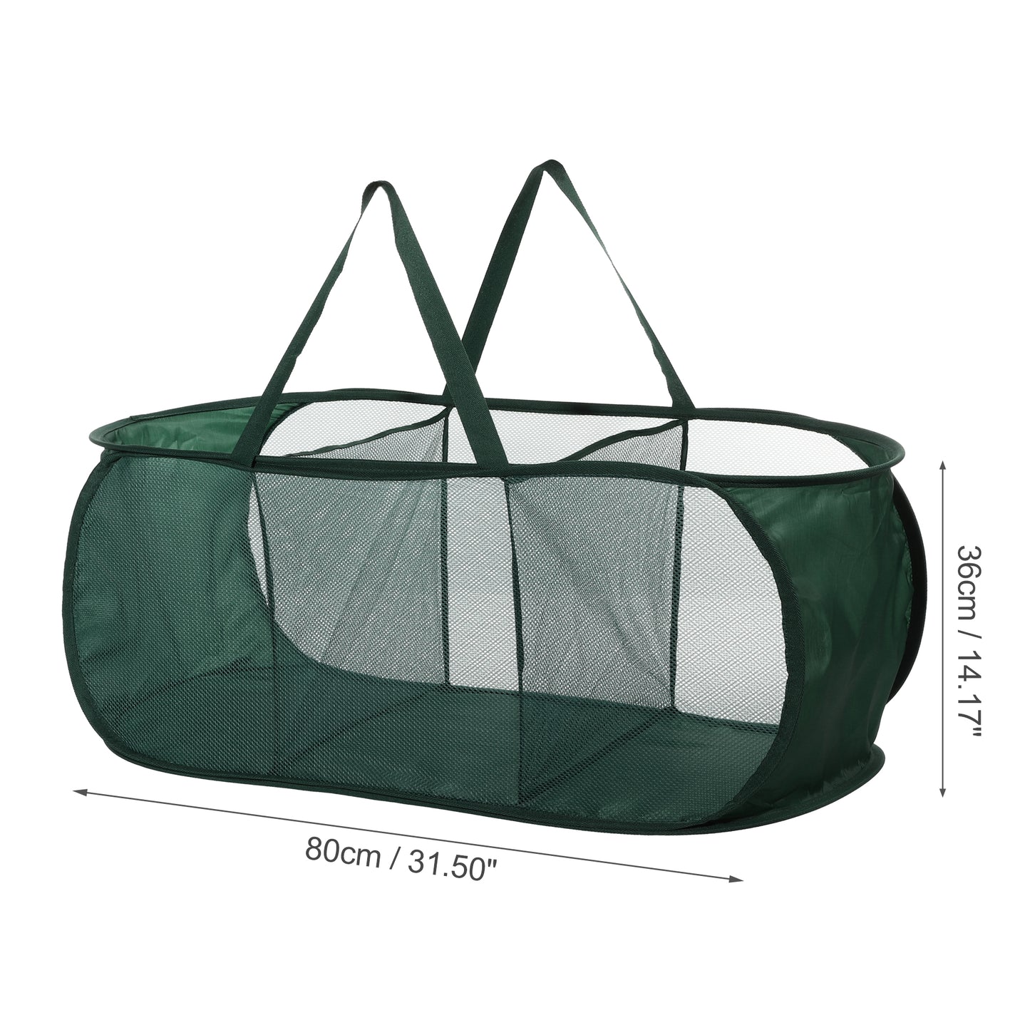 Folding Laundry Basket 3 Compartments Hamper Basket for Bathroom 100L Green