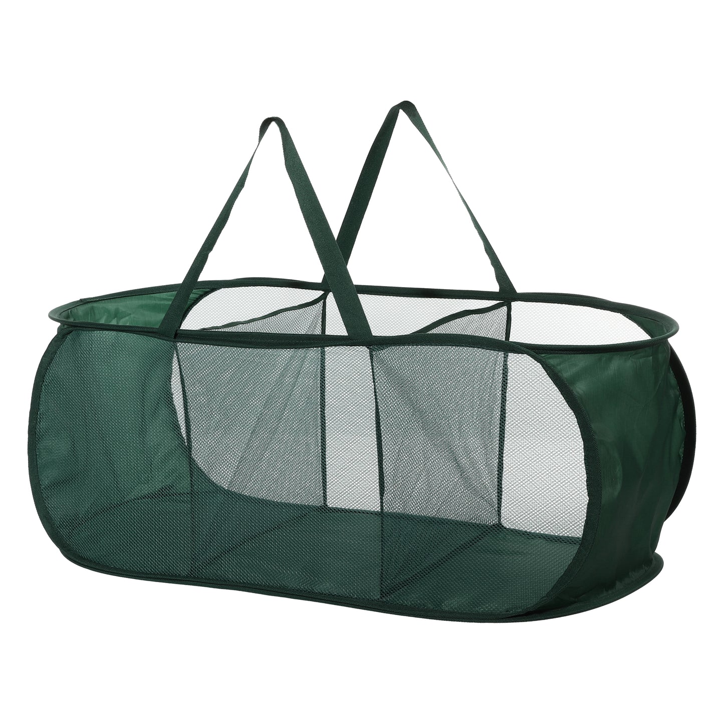 Folding Laundry Basket 3 Compartments Hamper Basket for Bathroom 100L Green