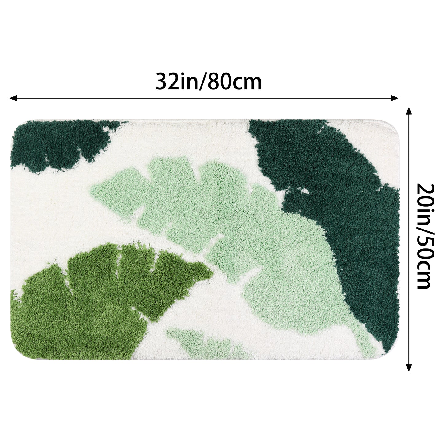 Cute Leaf Pattern Bath Rug, Boho Non Slip Bathroom Decor Washable Mat for Bedroom, Bath Tub