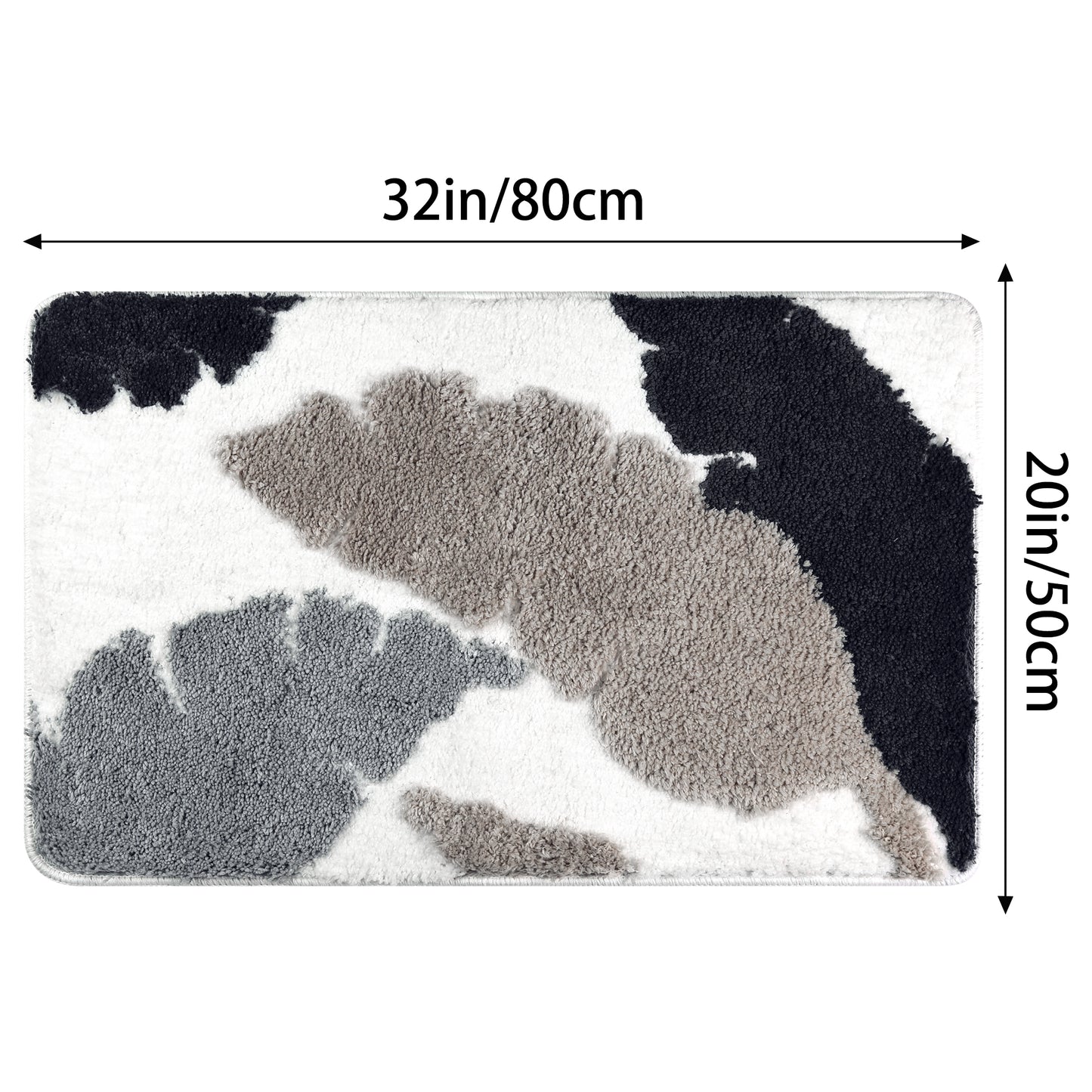 Cute Leaf Pattern Bath Rug, Boho Non Slip Bathroom Decor Washable Mat for Bedroom, Bath Tub