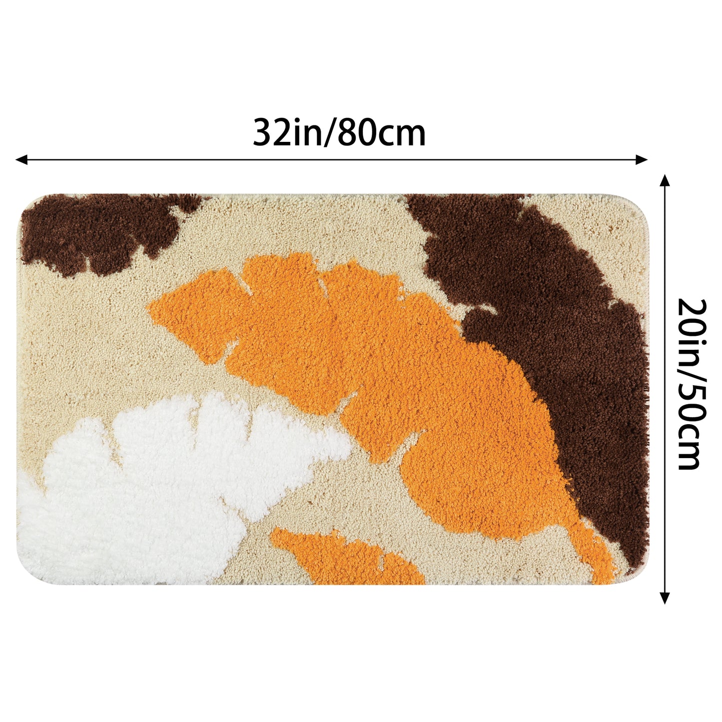 Cute Leaf Pattern Bath Rug, Boho Non Slip Bathroom Decor Washable Mat for Bedroom, Bath Tub