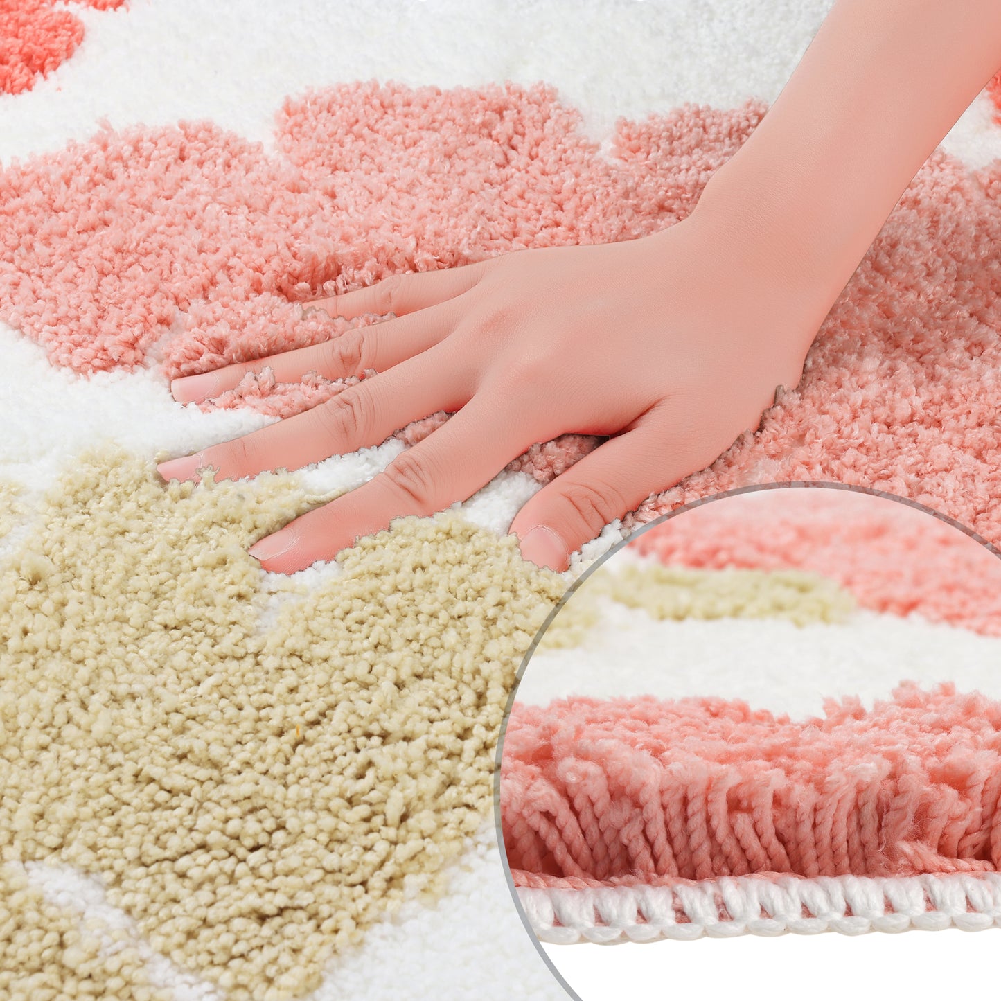 Cute Leaf Pattern Bath Rug, Boho Non Slip Bathroom Decor Washable Mat for Bedroom, Bath Tub