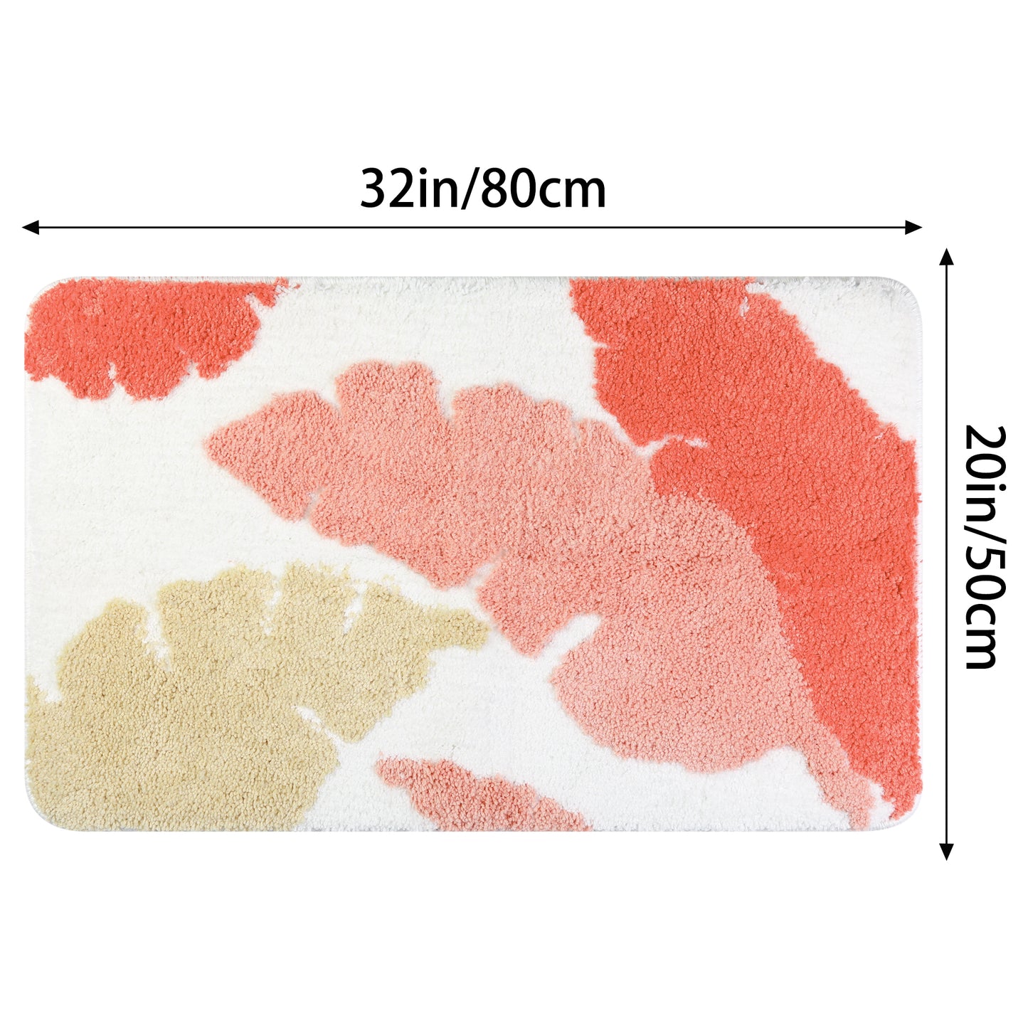 Cute Leaf Pattern Bath Rug, Boho Non Slip Bathroom Decor Washable Mat for Bedroom, Bath Tub