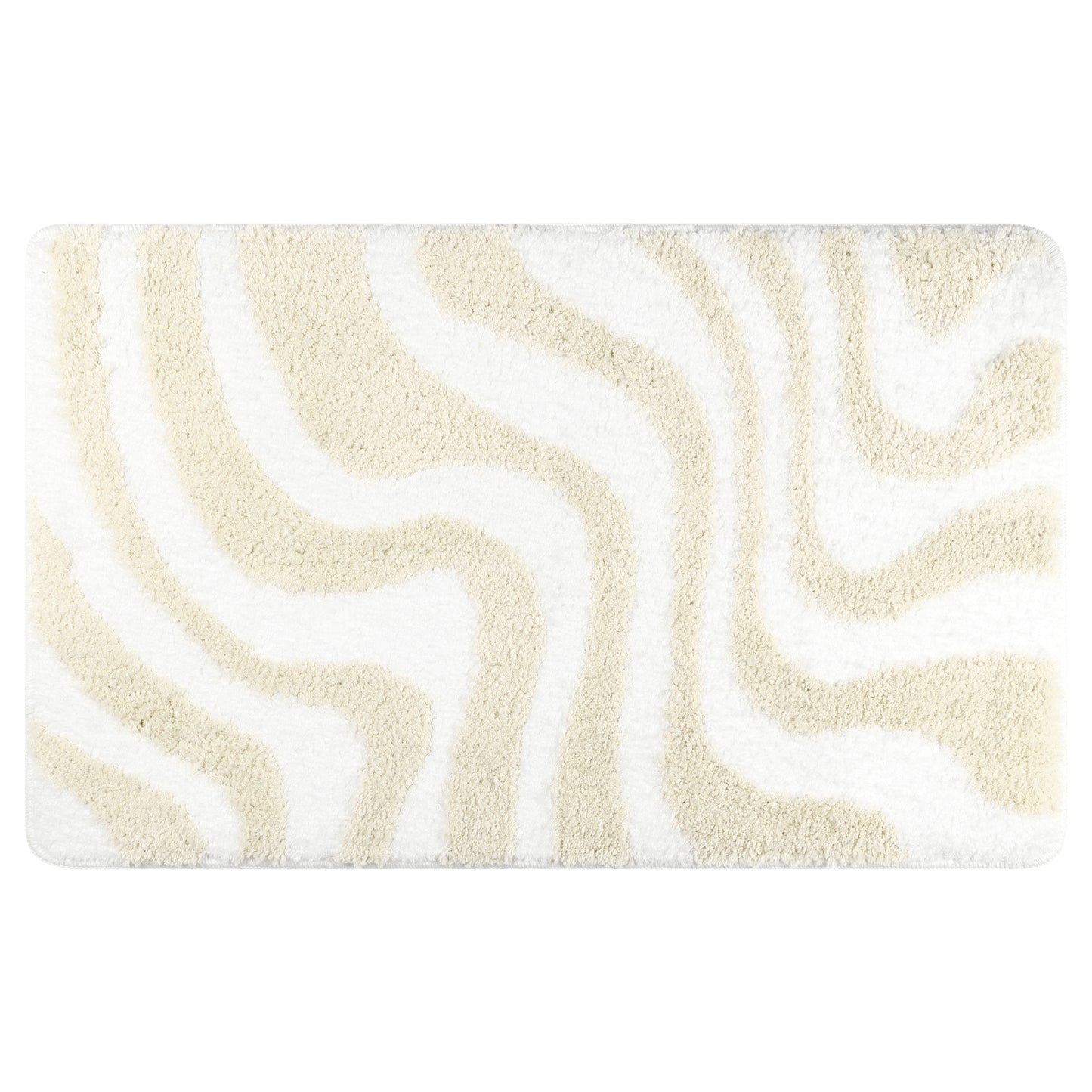 Fashion Wave Pattern Bathroom Rug Mat, Soft Absorbent Machine Wash Bath Mats