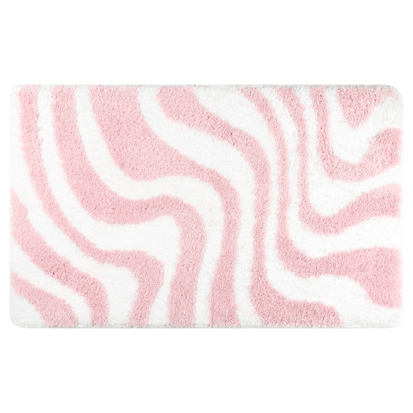 Fashion Wave Pattern Bathroom Rug Mat, Soft Absorbent Machine Wash Bath Mats