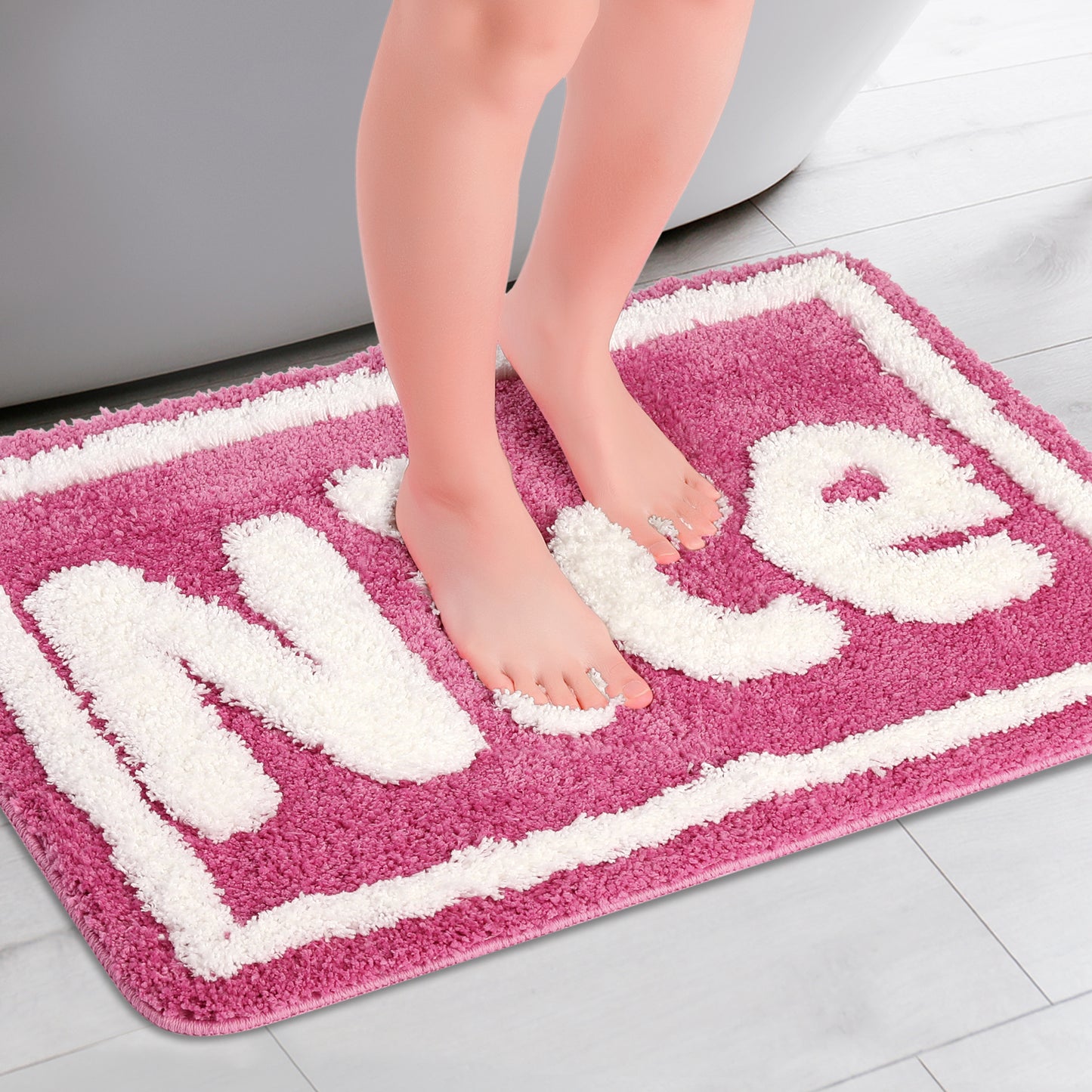 Plush Non-slip Bathroom Letter Rug, Soft Absorbent Bath Mat for Bathroom, Floor, Tub, Shower Room