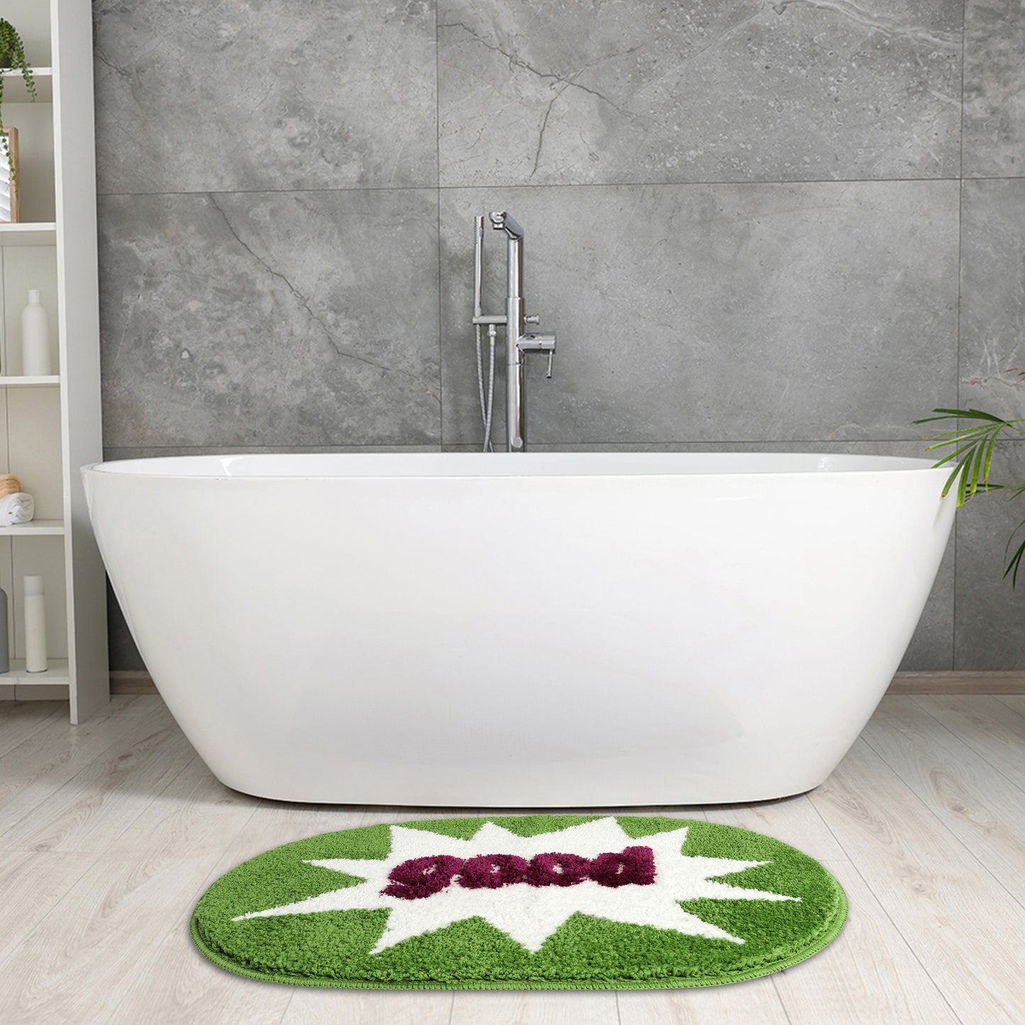 Funny Letter Bath Rug, Non-Slip Absorbent Bathroom Mat Washable for Shower and Spa Floors