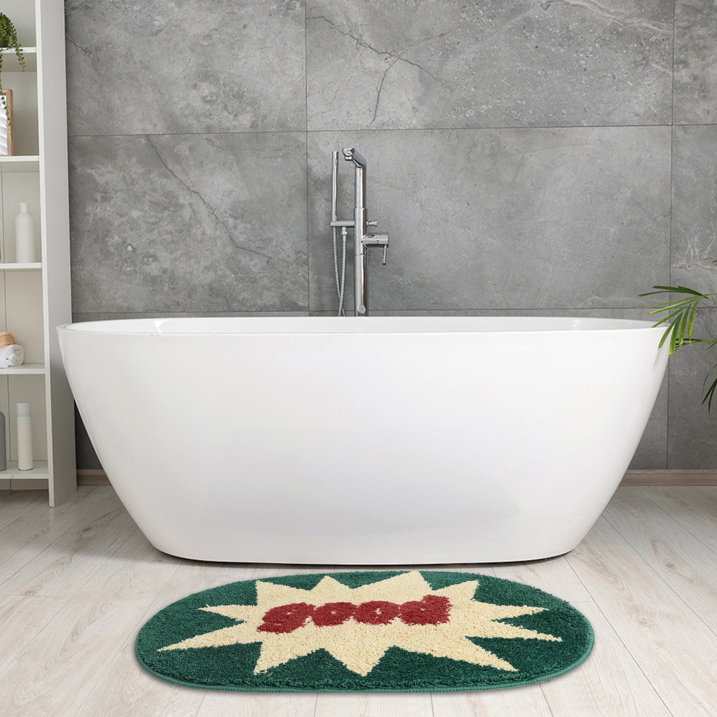 Funny Letter Bath Rug, Non-Slip Absorbent Bathroom Mat Washable for Shower and Spa Floors