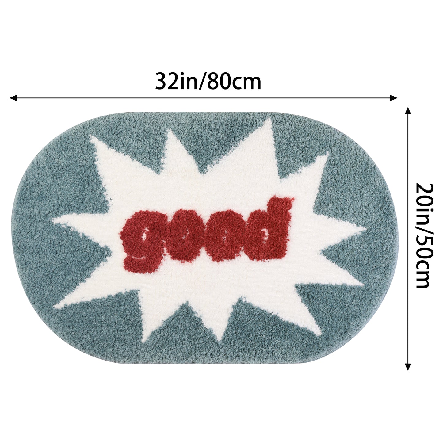Funny Letter Bath Rug, Non-Slip Absorbent Bathroom Mat Washable for Shower and Spa Floors