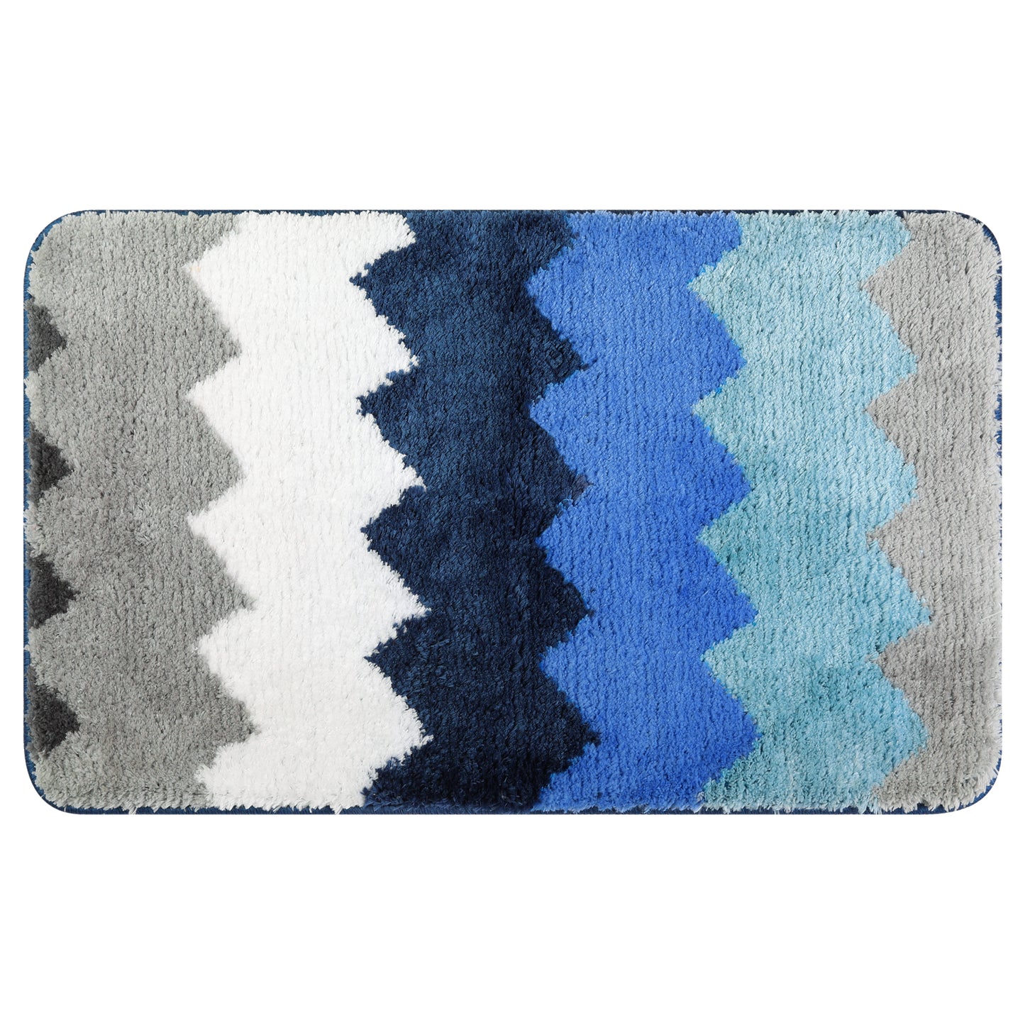 Waves Stripe Bathroom Carpet, Extra Soft and Absorbent Bath Mat, Non-Slip Rug for Bathroom