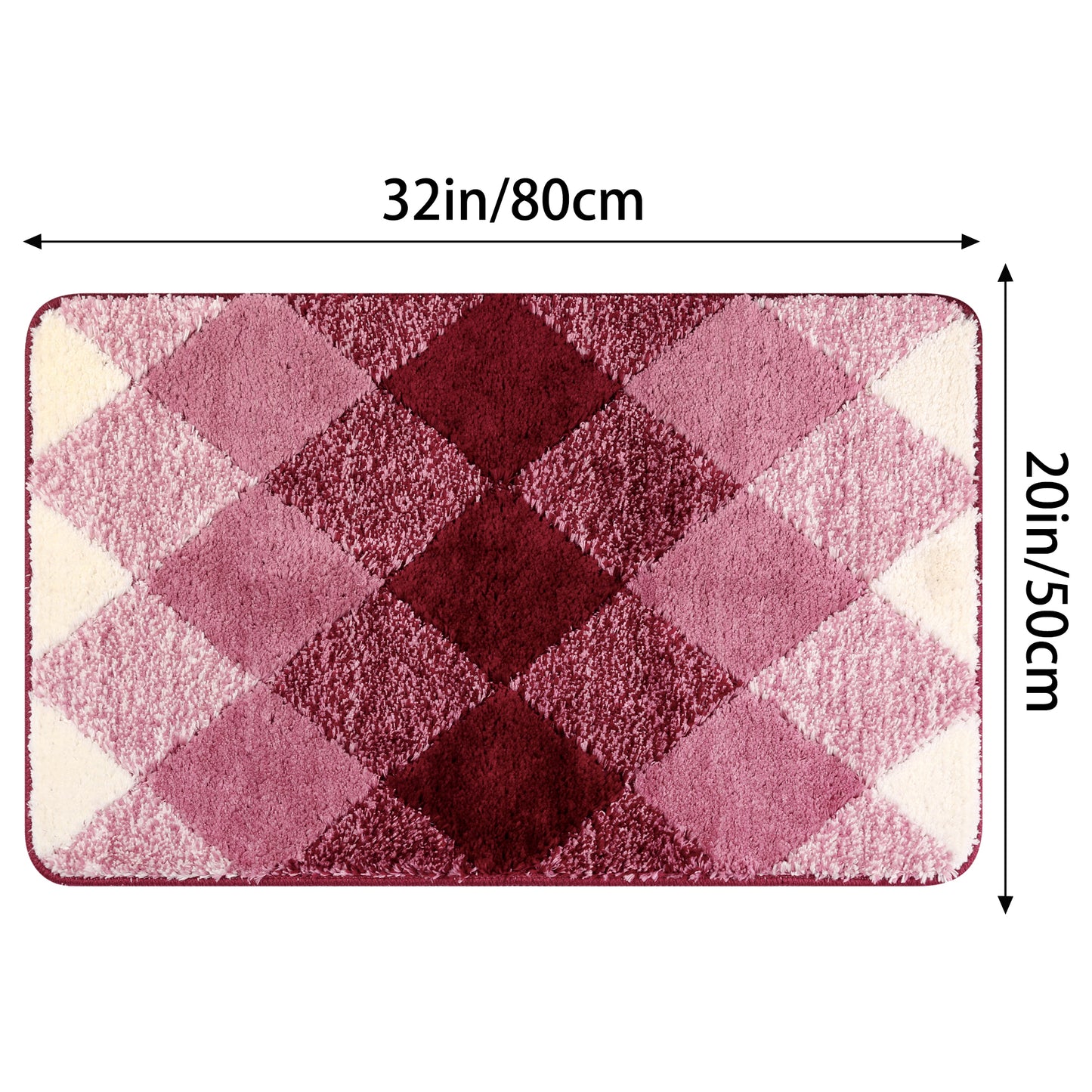 Geometric Pattern Bathroom Rug Mat, Soft Absorbent, Non-Slip Comfortable Bath Mats