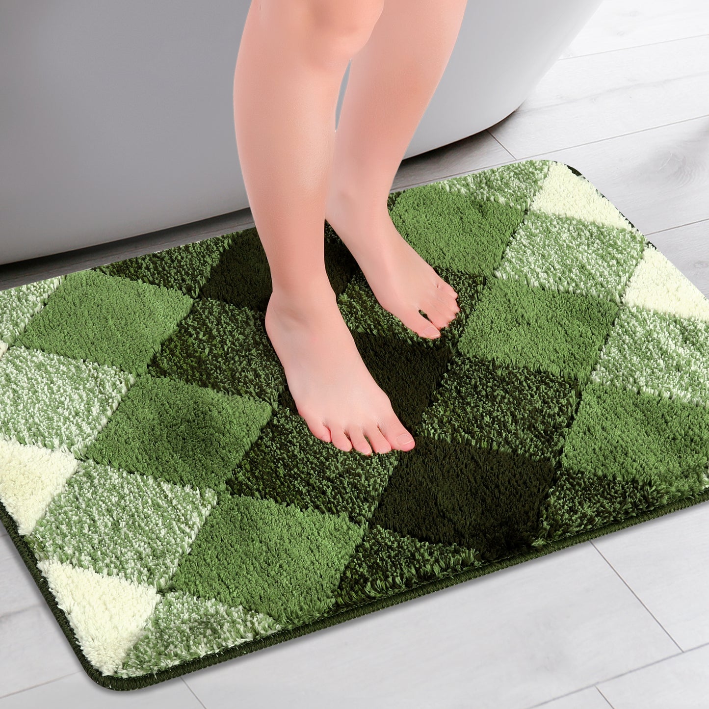 Geometric Pattern Bathroom Rug Mat, Soft Absorbent, Non-Slip Comfortable Bath Mats