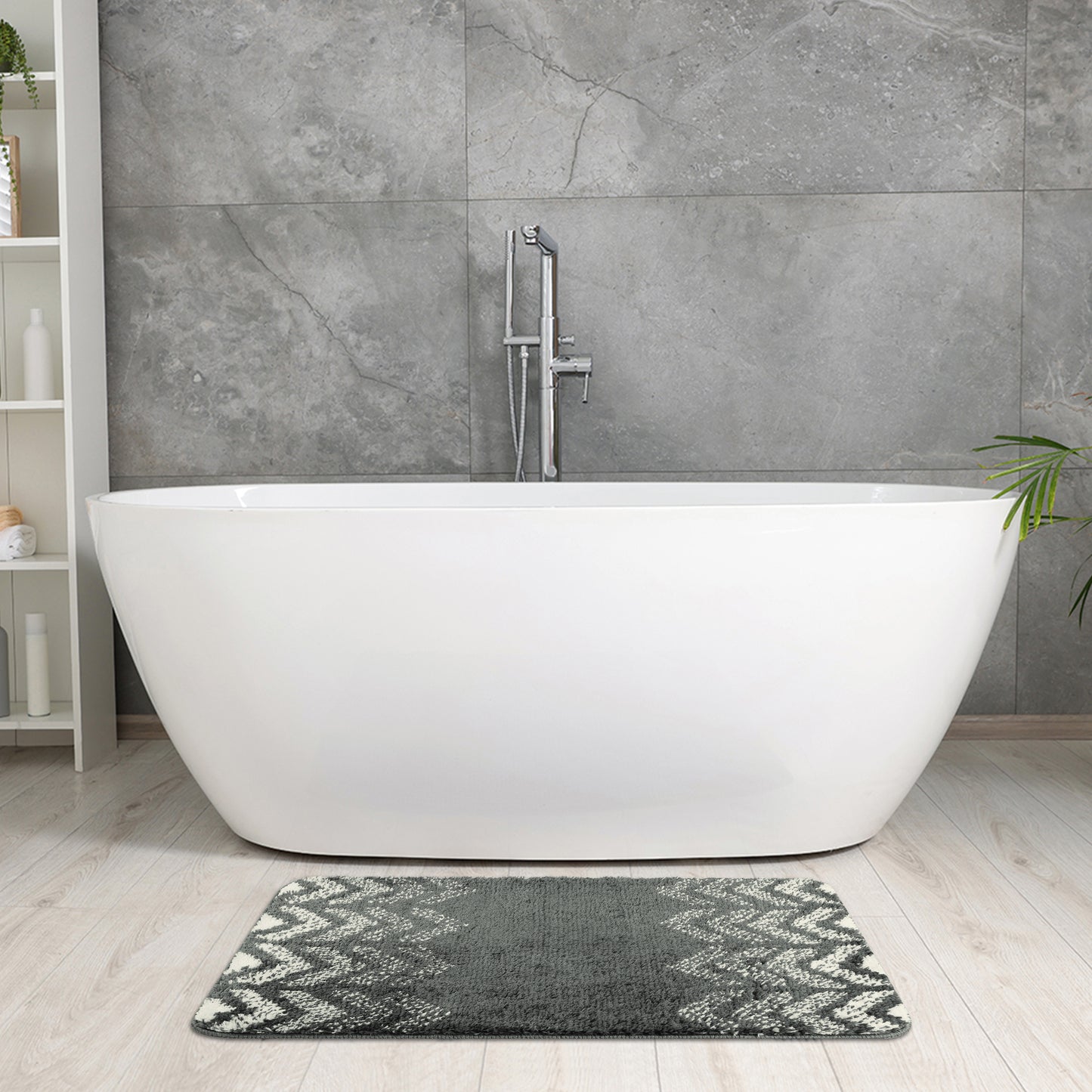 Absorbent Bath Mat Rug, Geometric Patterns Non-Slip Bath Mats for Bathroom