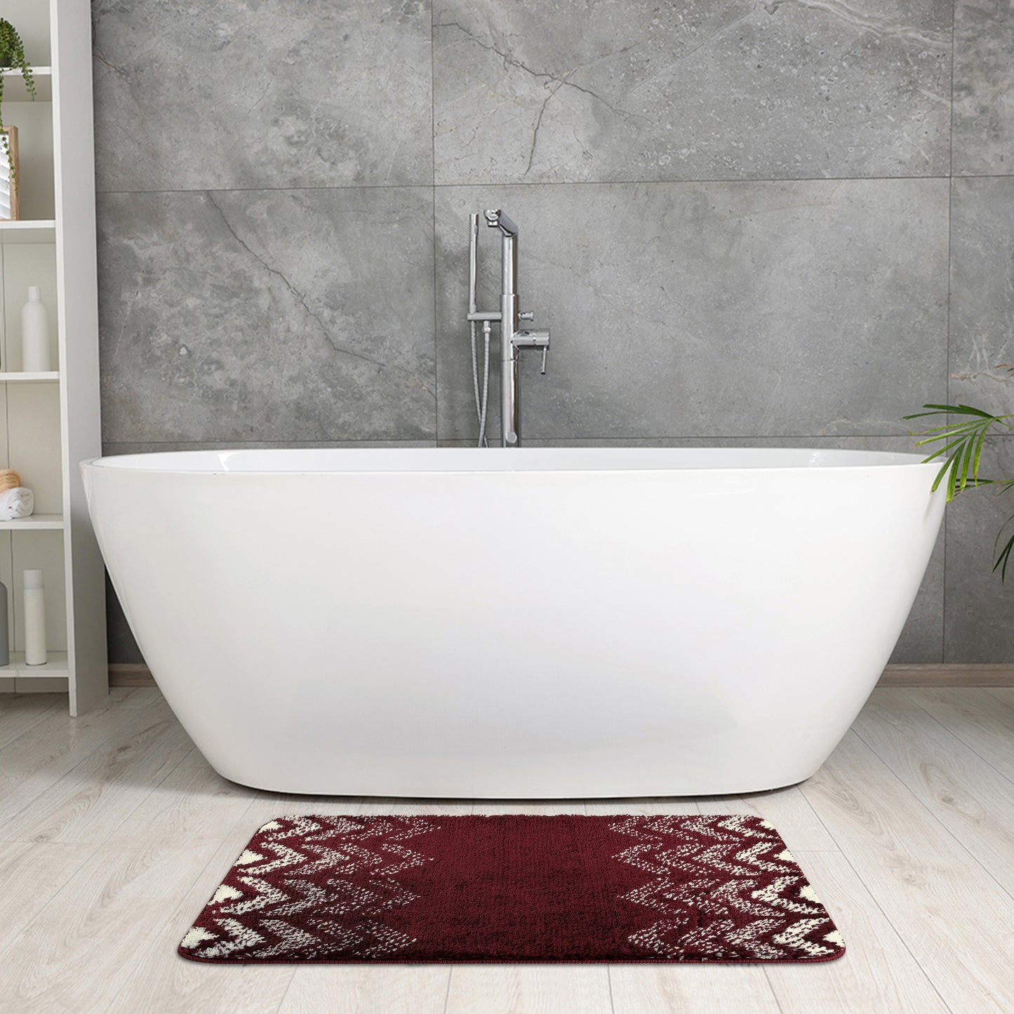 Absorbent Bath Mat Rug, Geometric Patterns Non-Slip Bath Mats for Bathroom