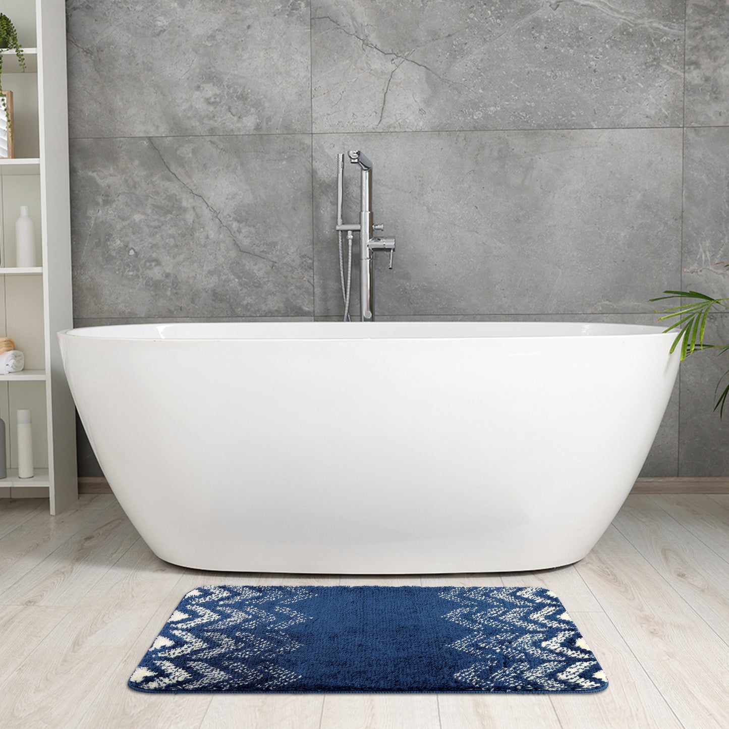 Absorbent Bath Mat Rug, Geometric Patterns Non-Slip Bath Mats for Bathroom