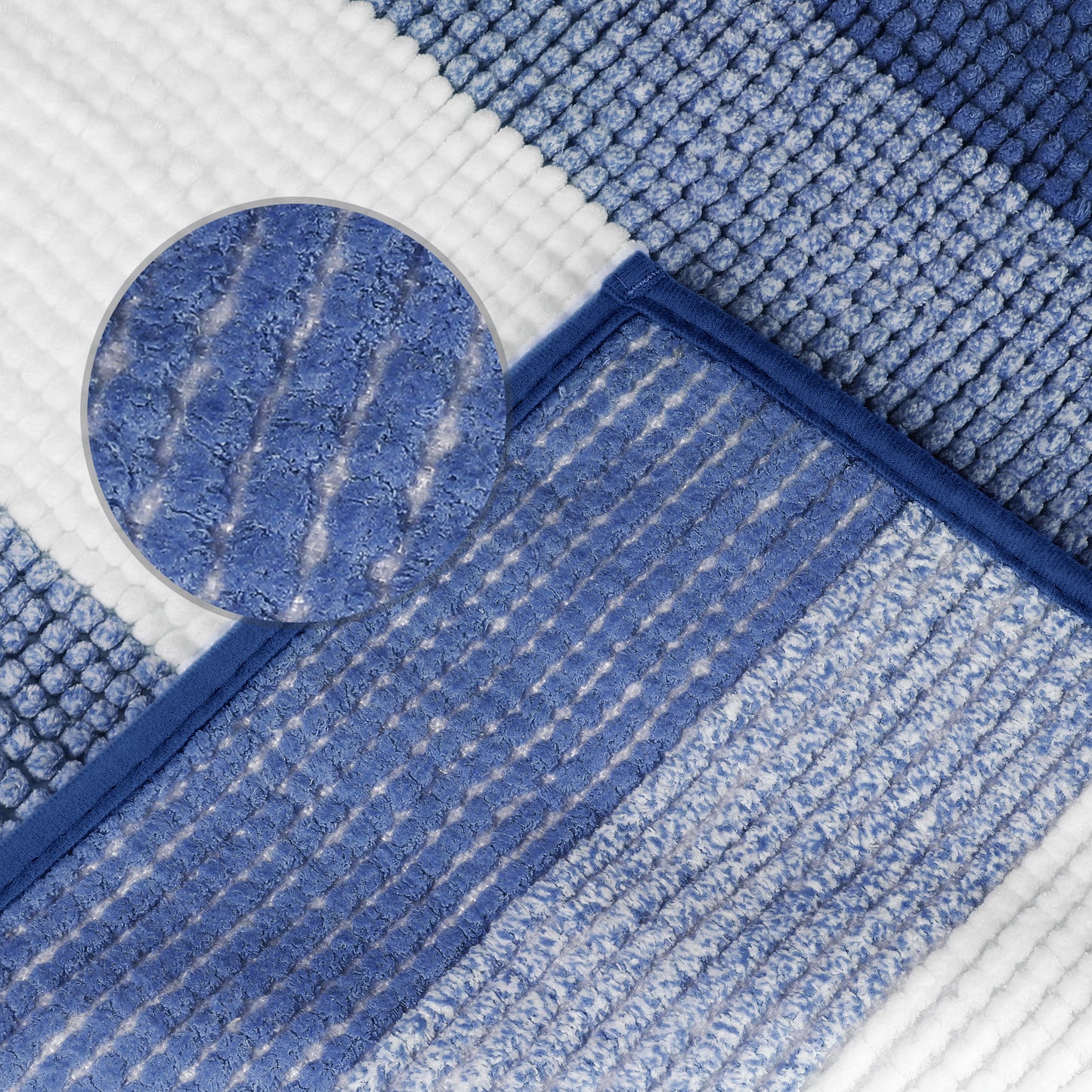 Bathroom Rug, Extra Soft and Absorbent Chenille Bath Rug Fluffy Striped Chenille Bath Mats