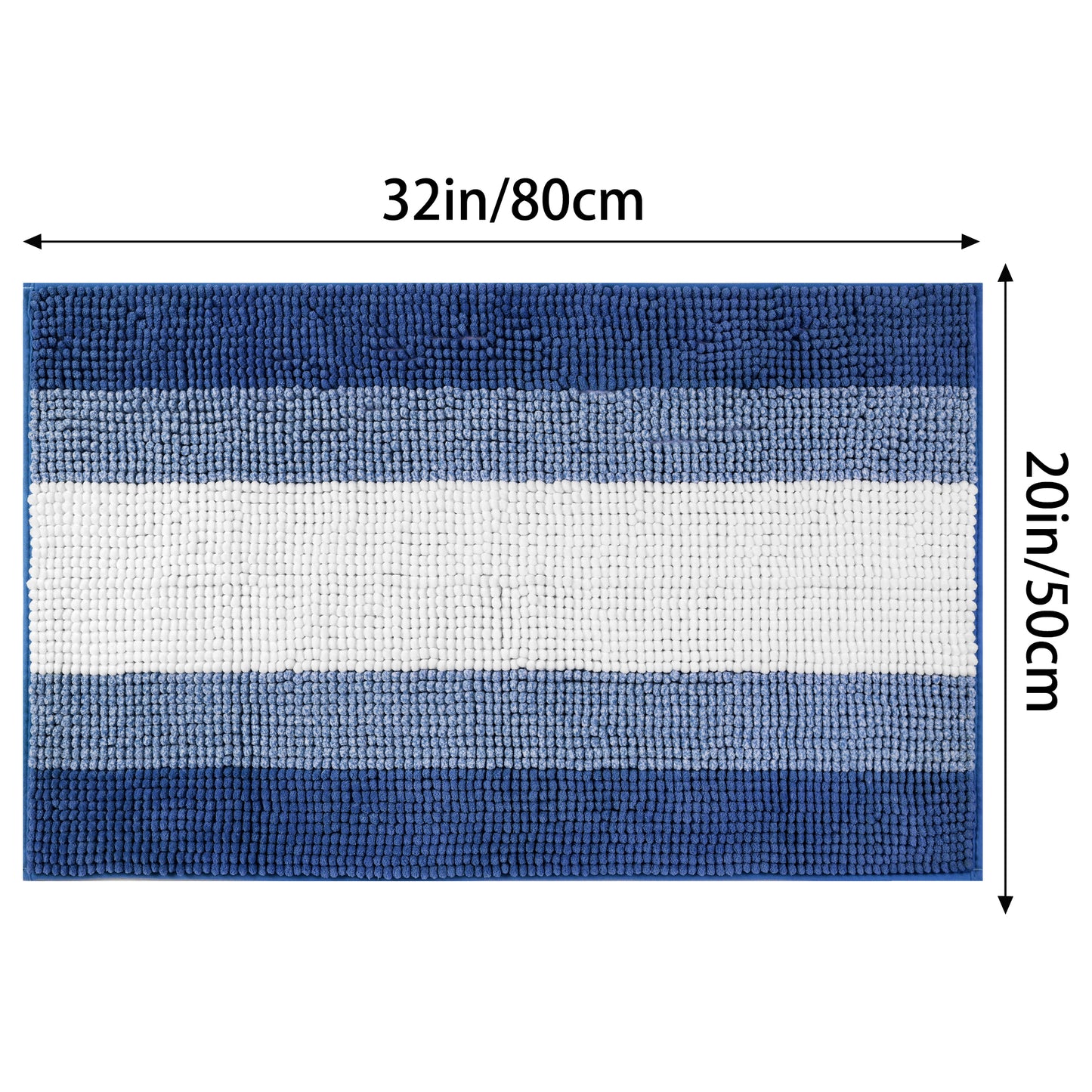 Bathroom Rug, Extra Soft and Absorbent Chenille Bath Rug Fluffy Striped Chenille Bath Mats