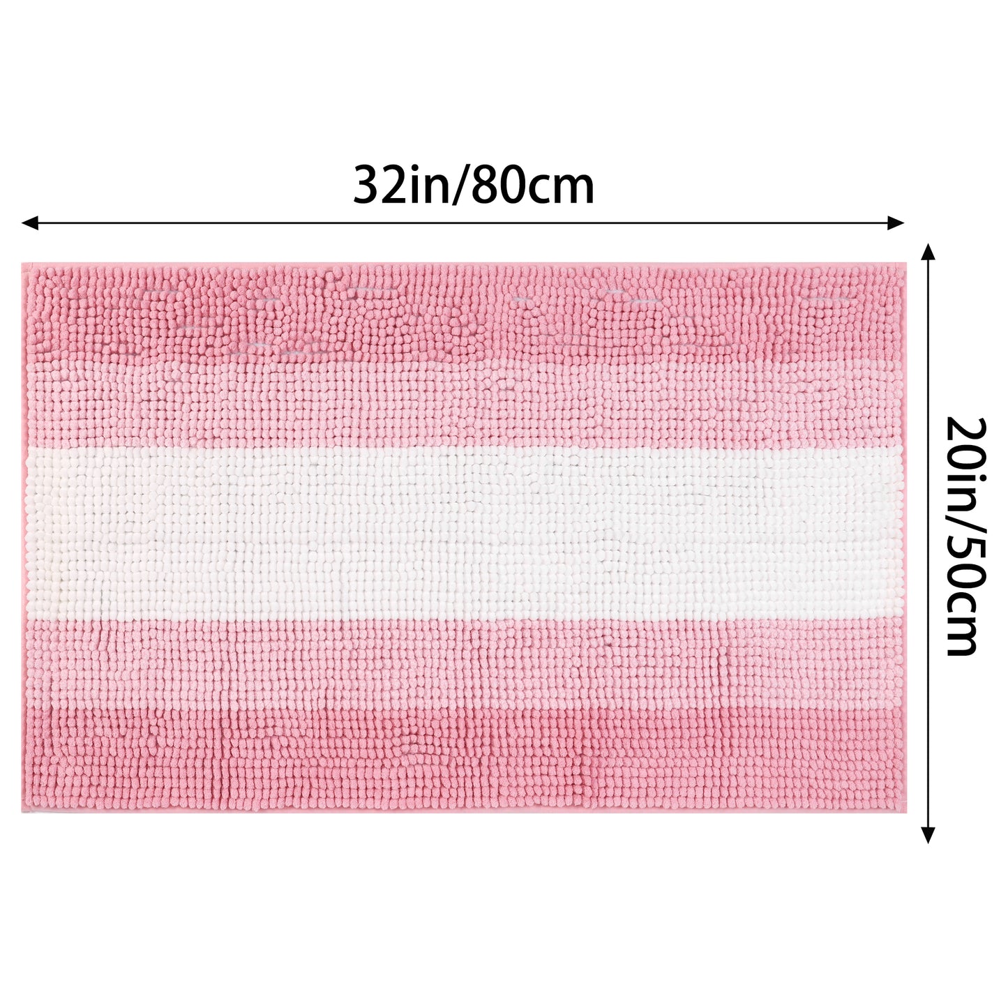Bathroom Rug, Extra Soft and Absorbent Chenille Bath Rug Fluffy Striped Chenille Bath Mats
