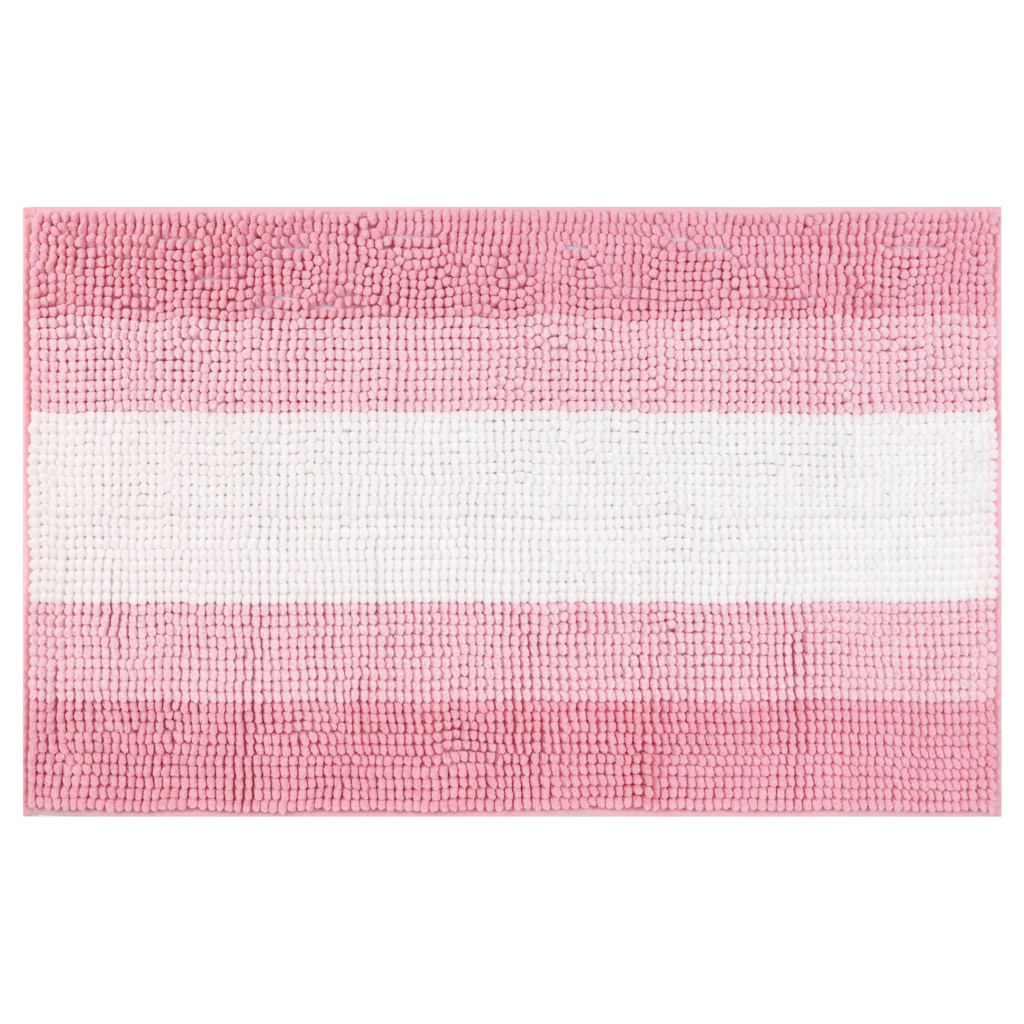 Bathroom Rug, Extra Soft and Absorbent Chenille Bath Rug Fluffy Striped Chenille Bath Mats