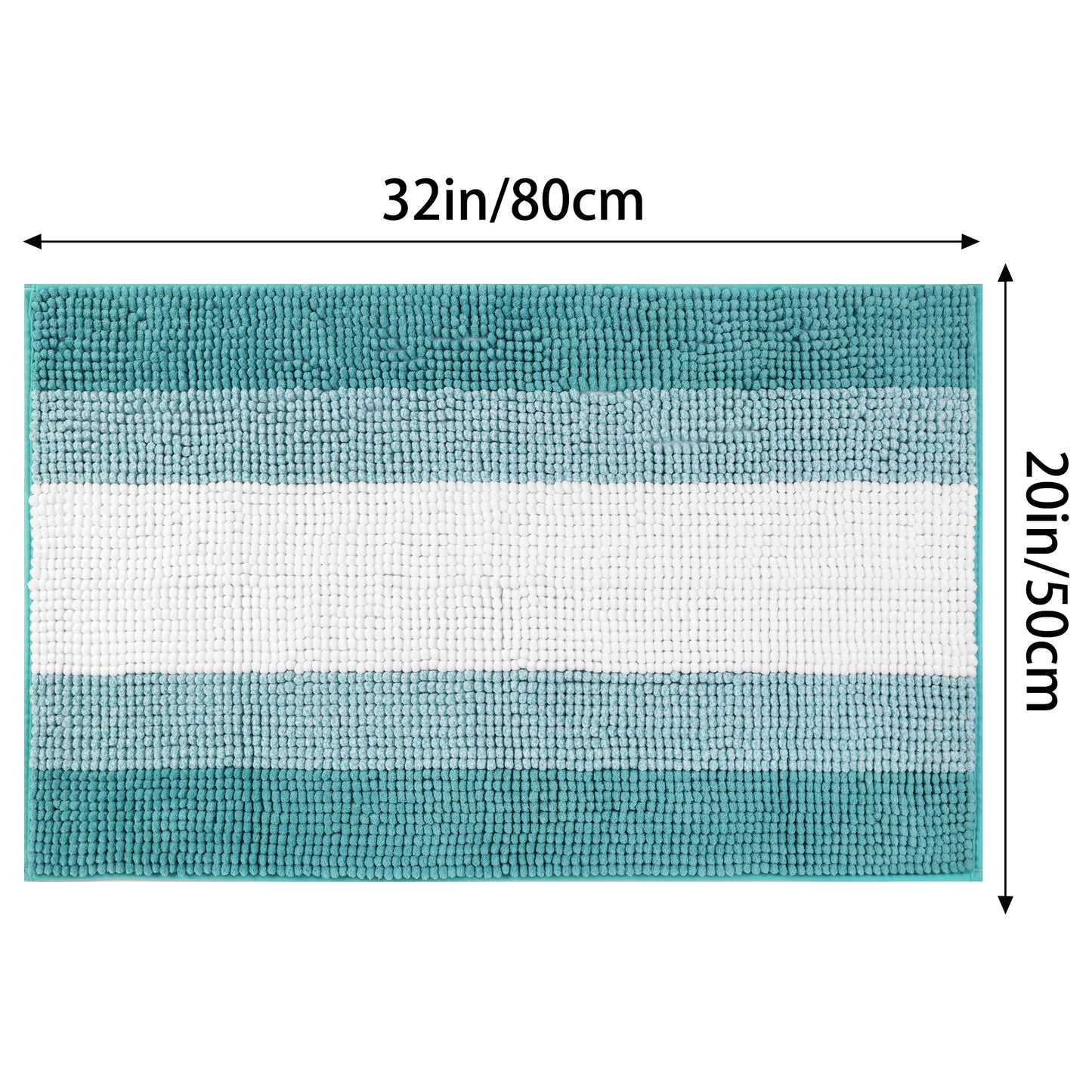 Bathroom Rug, Extra Soft and Absorbent Chenille Bath Rug Fluffy Striped Chenille Bath Mats