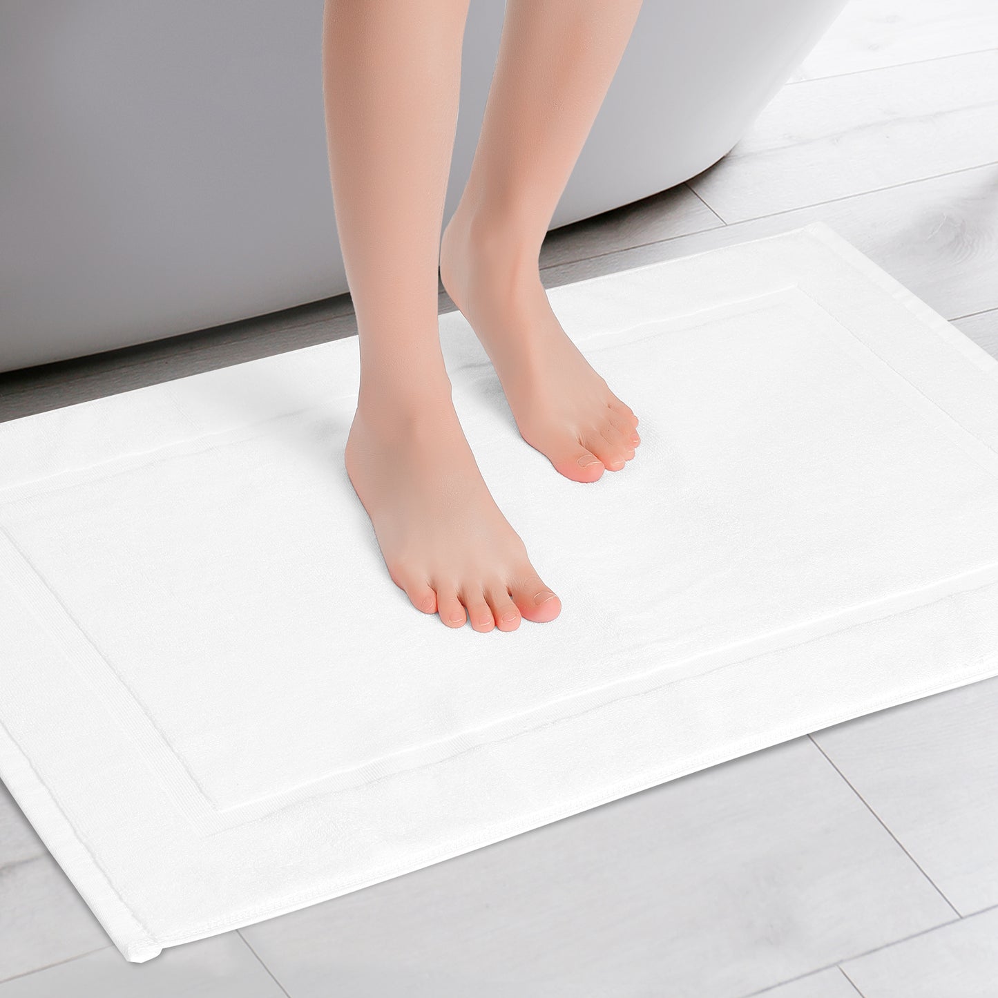 Towel Cotton Banded Bath Mat, Reversible Step Out Soft Plush Absorbent Bath Mats
