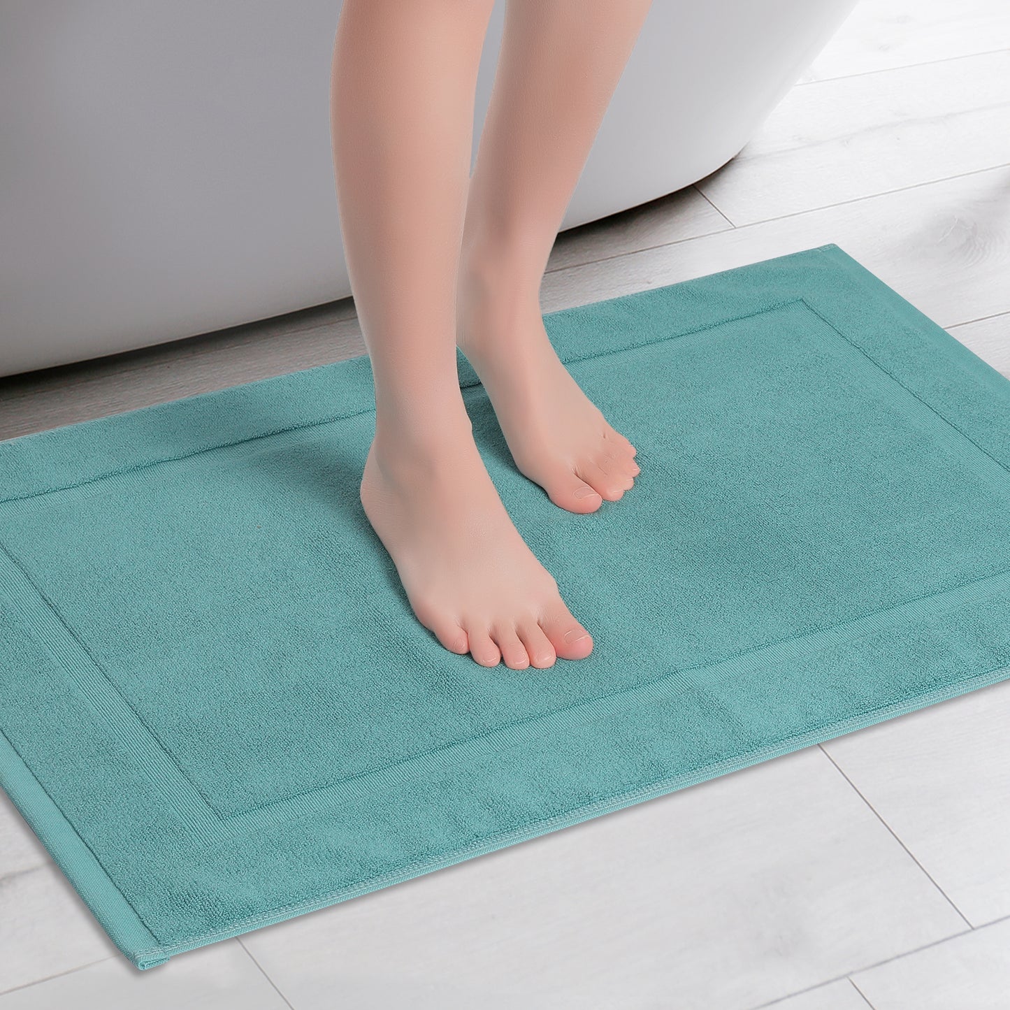 Towel Cotton Banded Bath Mat, Reversible Step Out Soft Plush Absorbent Bath Mats