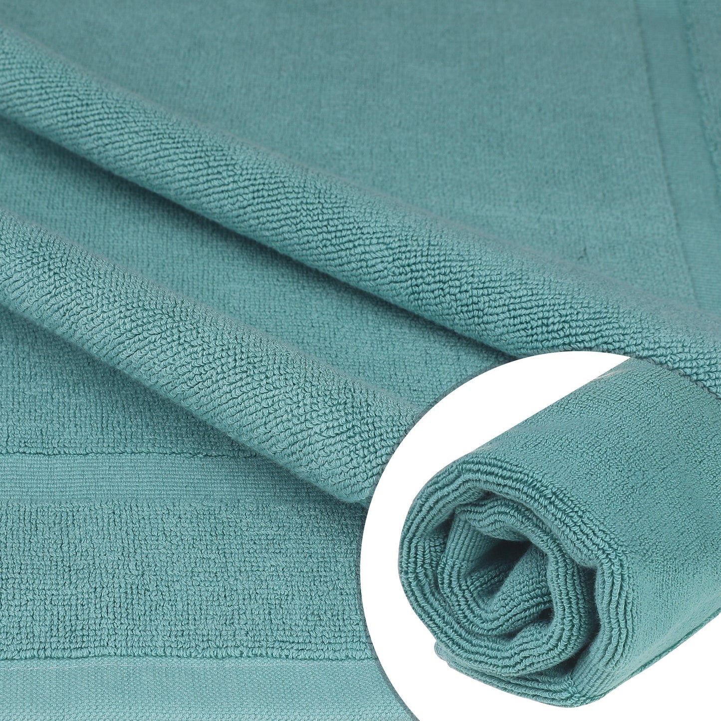 Towel Cotton Banded Bath Mat, Reversible Step Out Soft Plush Absorbent Bath Mats