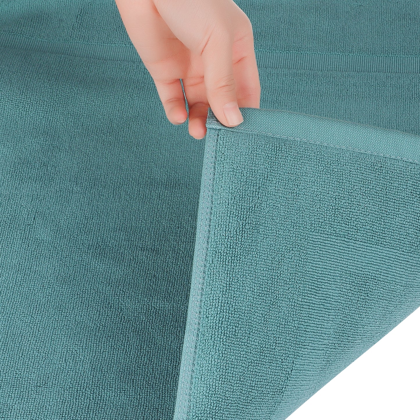 Towel Cotton Banded Bath Mat, Reversible Step Out Soft Plush Absorbent Bath Mats