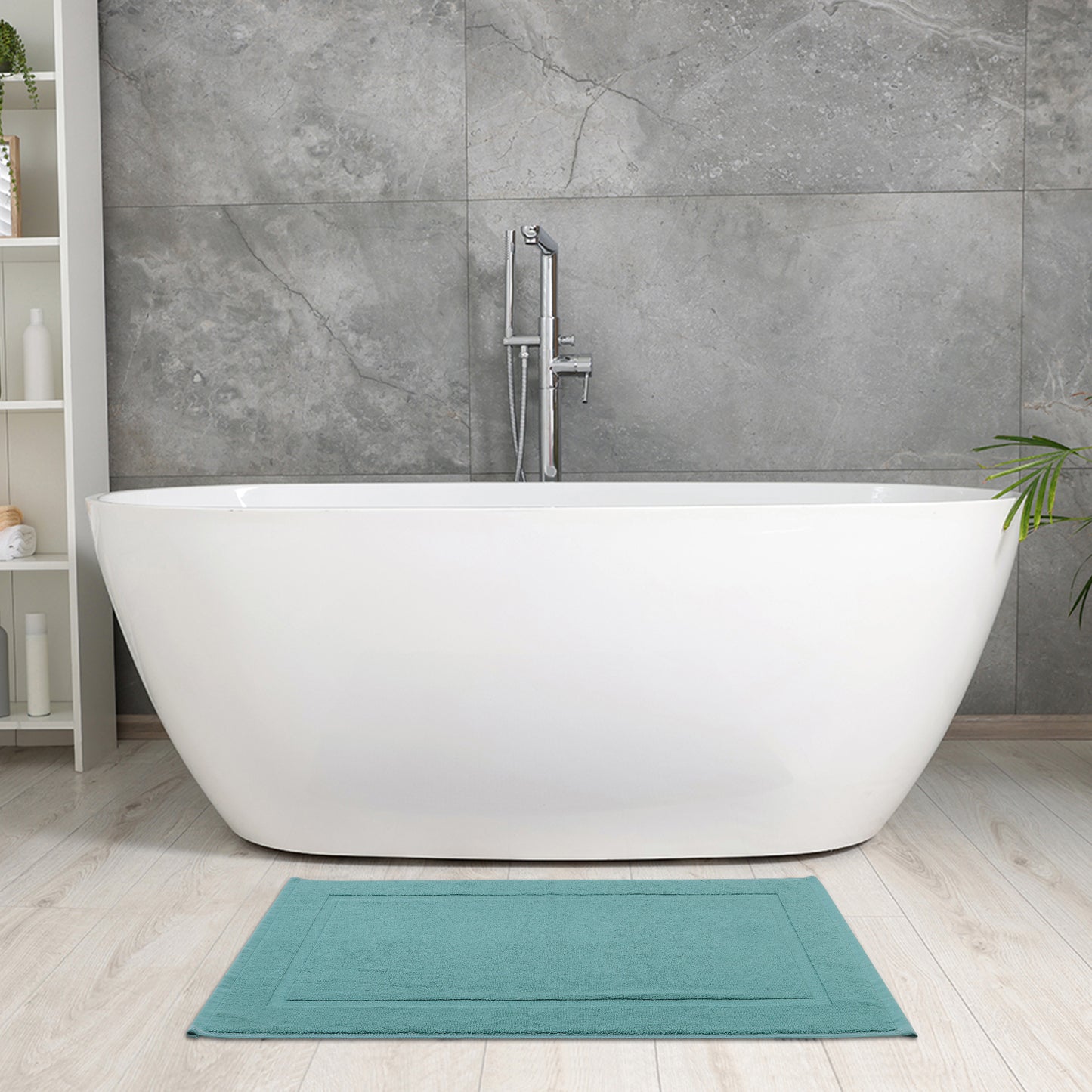 Towel Cotton Banded Bath Mat, Reversible Step Out Soft Plush Absorbent Bath Mats