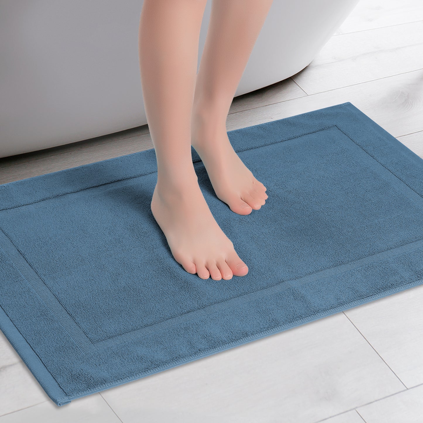 Towel Cotton Banded Bath Mat, Reversible Step Out Soft Plush Absorbent Bath Mats
