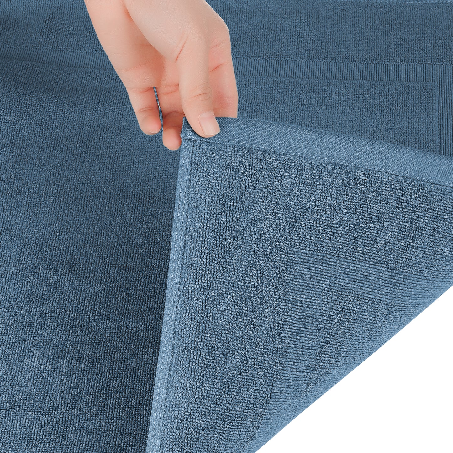 Towel Cotton Banded Bath Mat, Reversible Step Out Soft Plush Absorbent Bath Mats