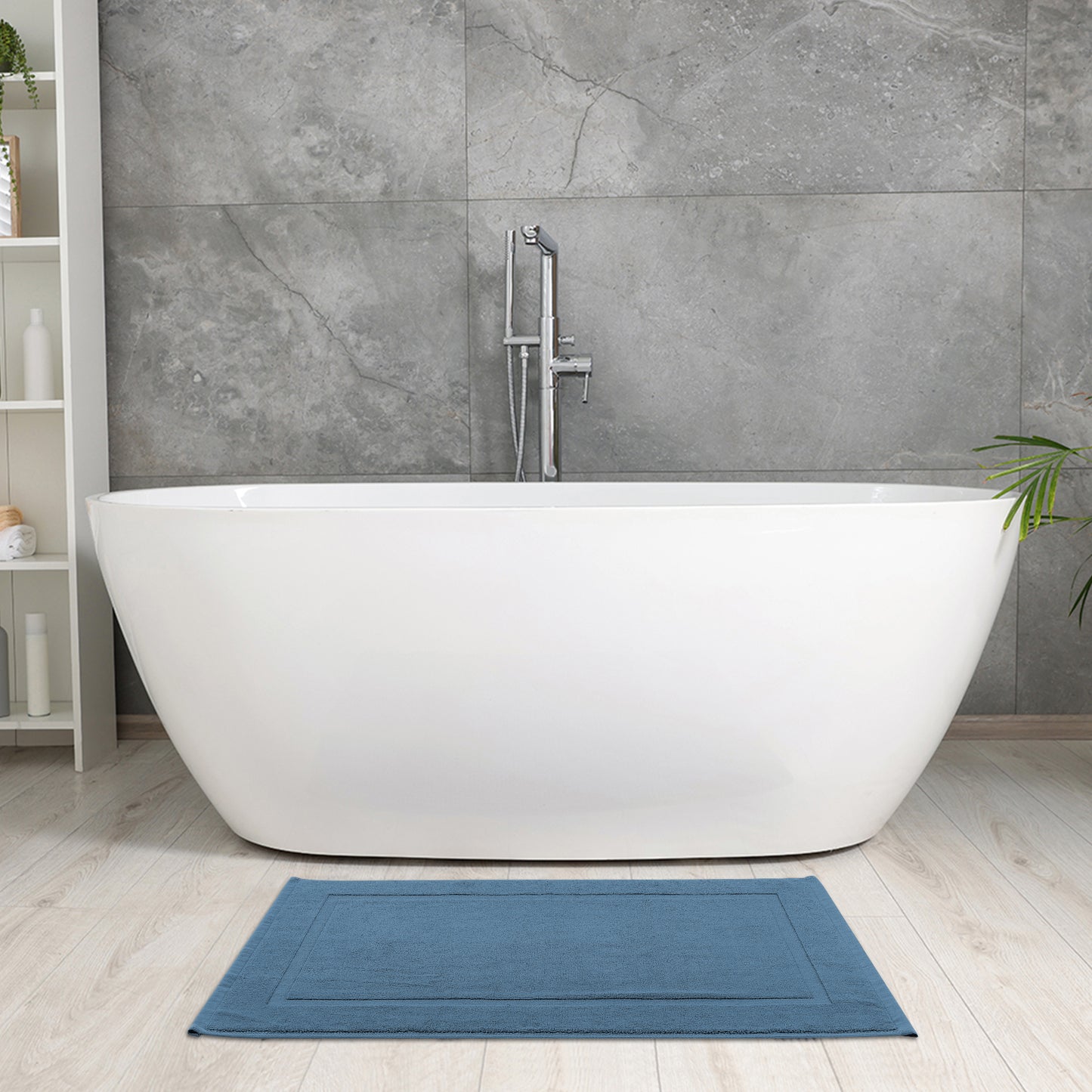 Towel Cotton Banded Bath Mat, Reversible Step Out Soft Plush Absorbent Bath Mats