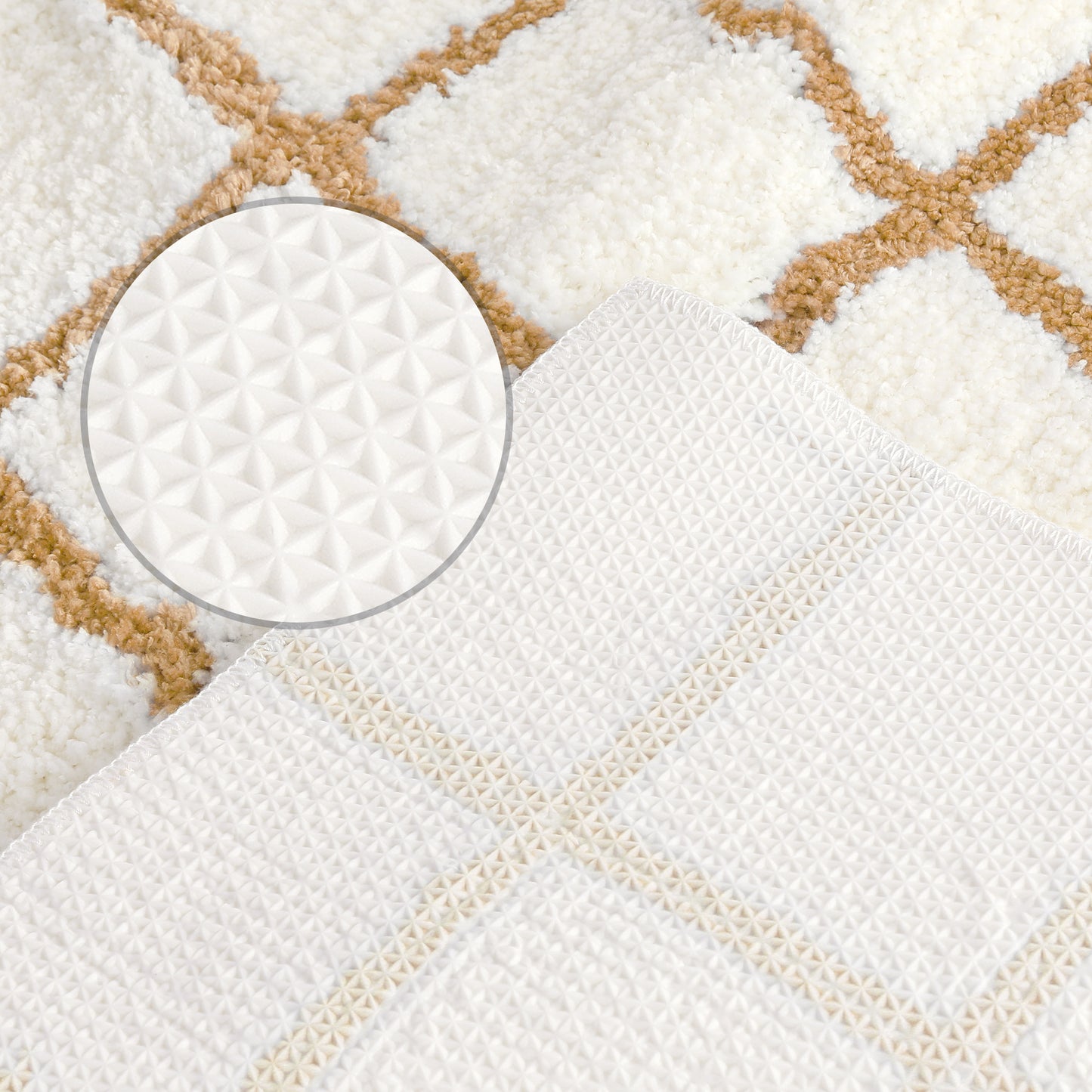 Checkered Non Slip Bath Mats, Soft Fluffy Absorbent Bathroom Rugs for Shower