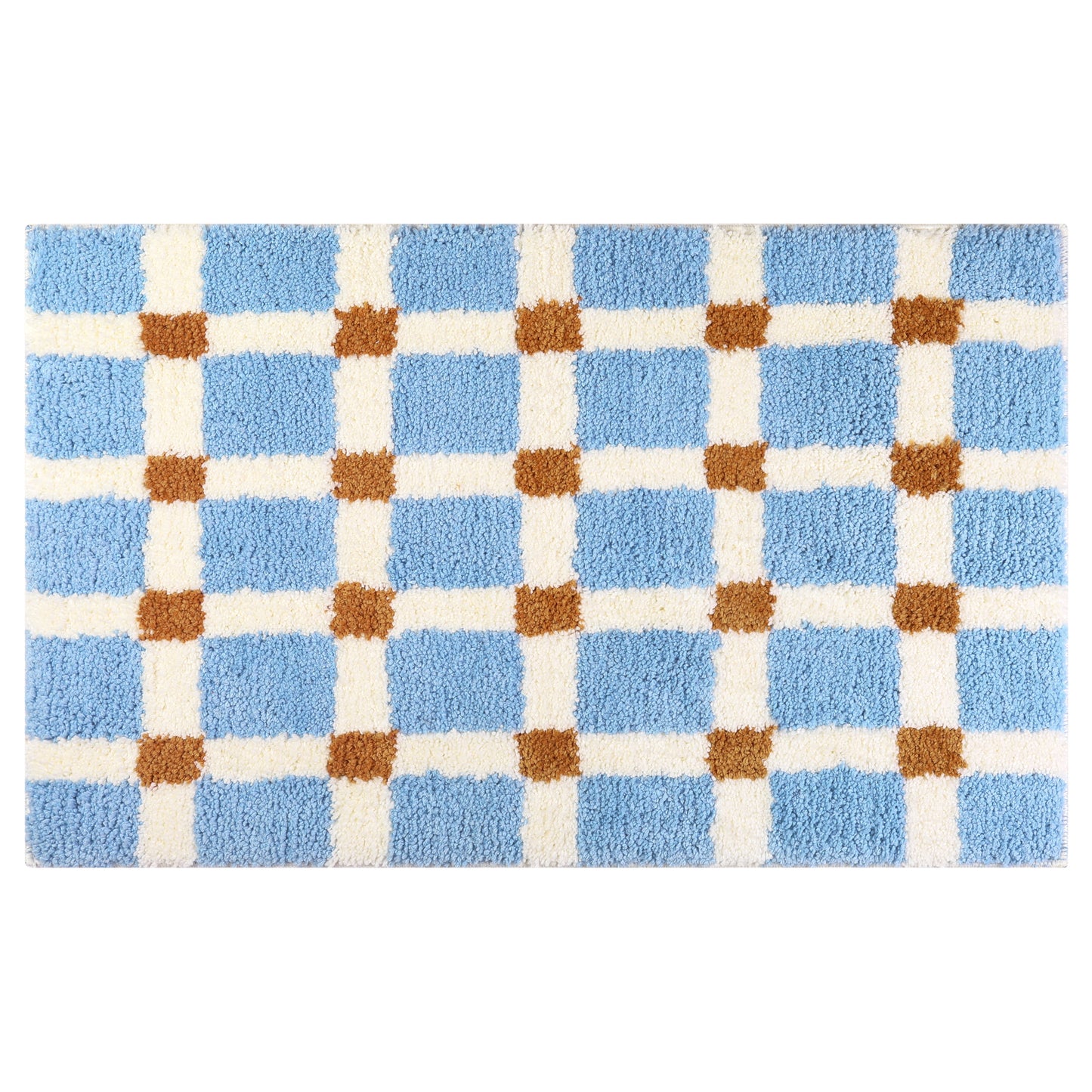 Checkered Non Slip Bath Mats, Soft Fluffy Absorbent Bathroom Rugs for Shower