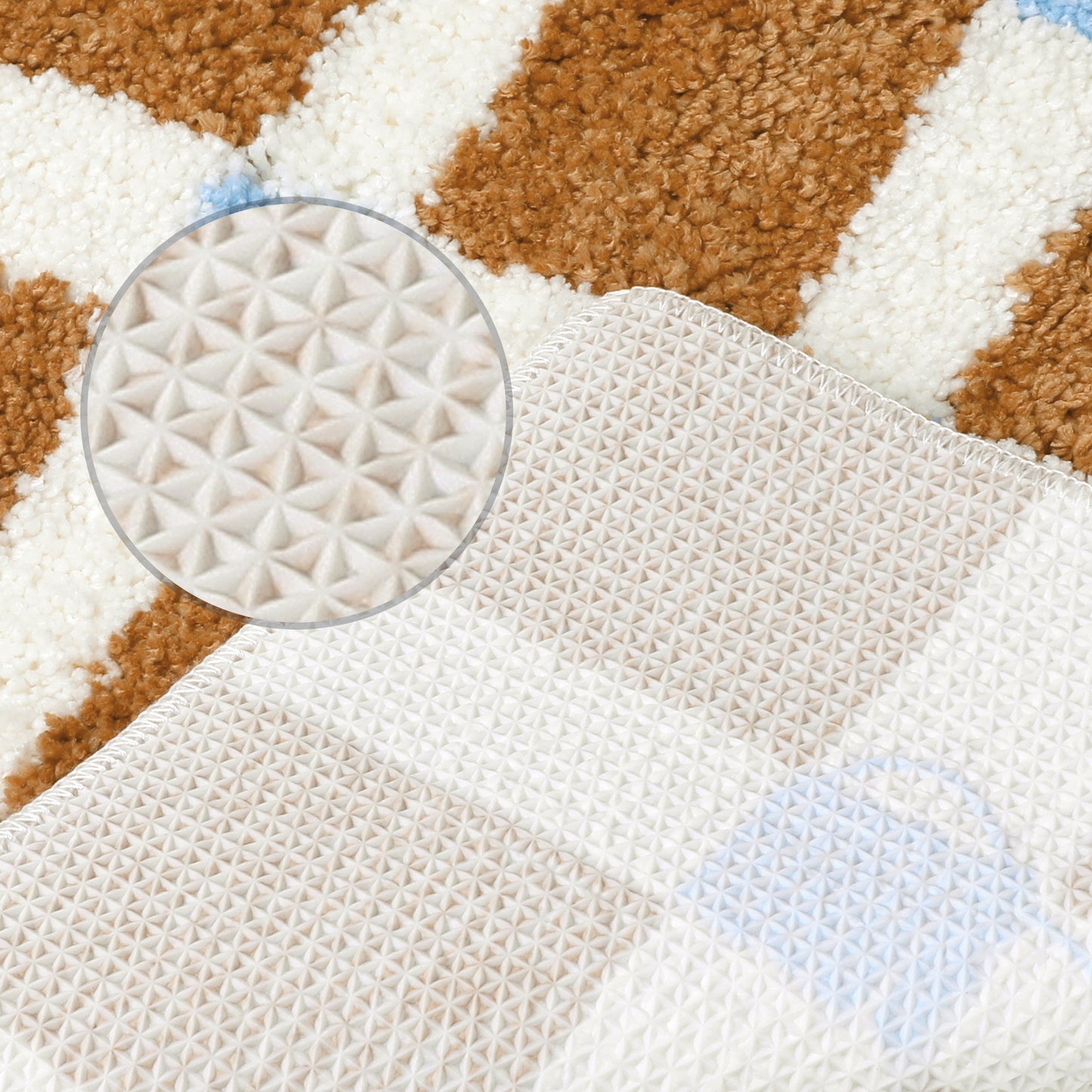 Checkered Non Slip Bath Mats, Soft Fluffy Absorbent Bathroom Rugs for Shower