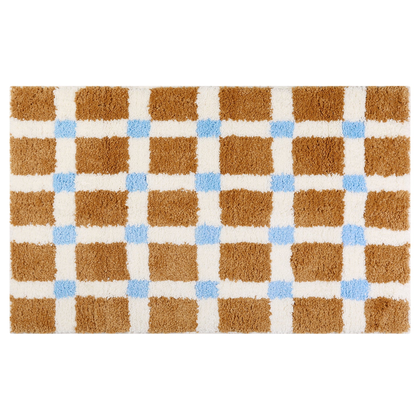 Checkered Non Slip Bath Mats, Soft Fluffy Absorbent Bathroom Rugs for Shower