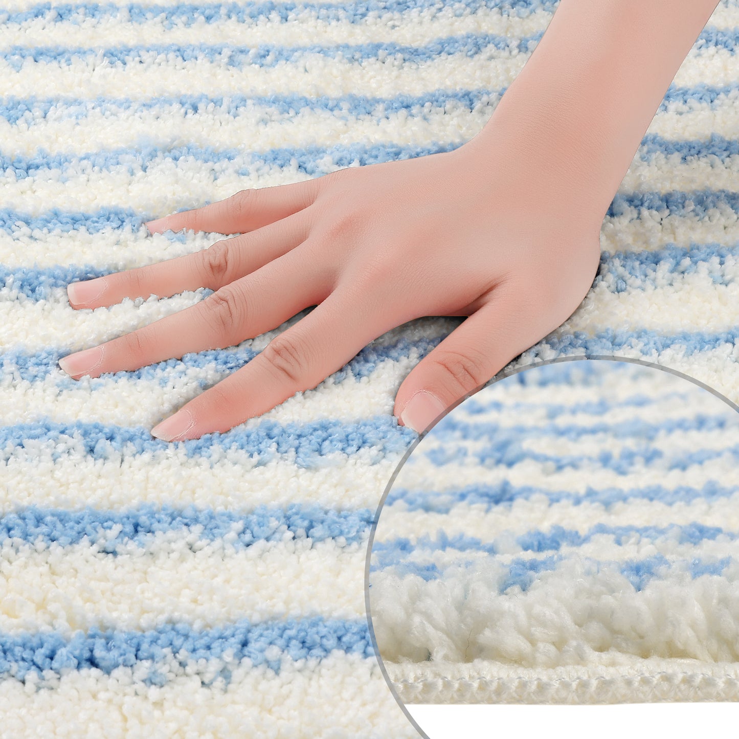 Striped Bathroom Rug Mat, Non-Slip Soft Bath Carpet, Absorbent Machine Washable Bath Mats