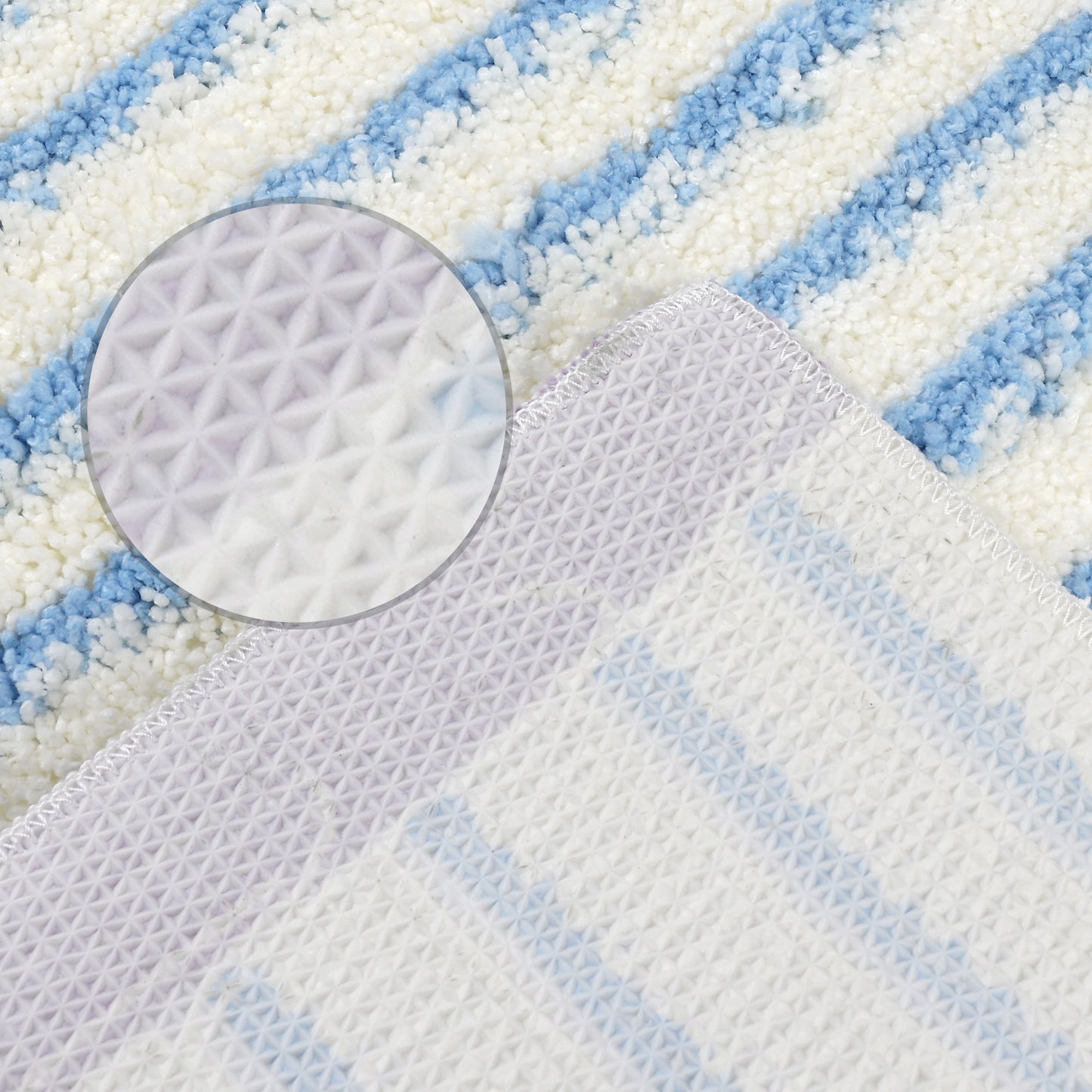 Striped Bathroom Rug Mat, Non-Slip Soft Bath Carpet, Absorbent Machine Washable Bath Mats