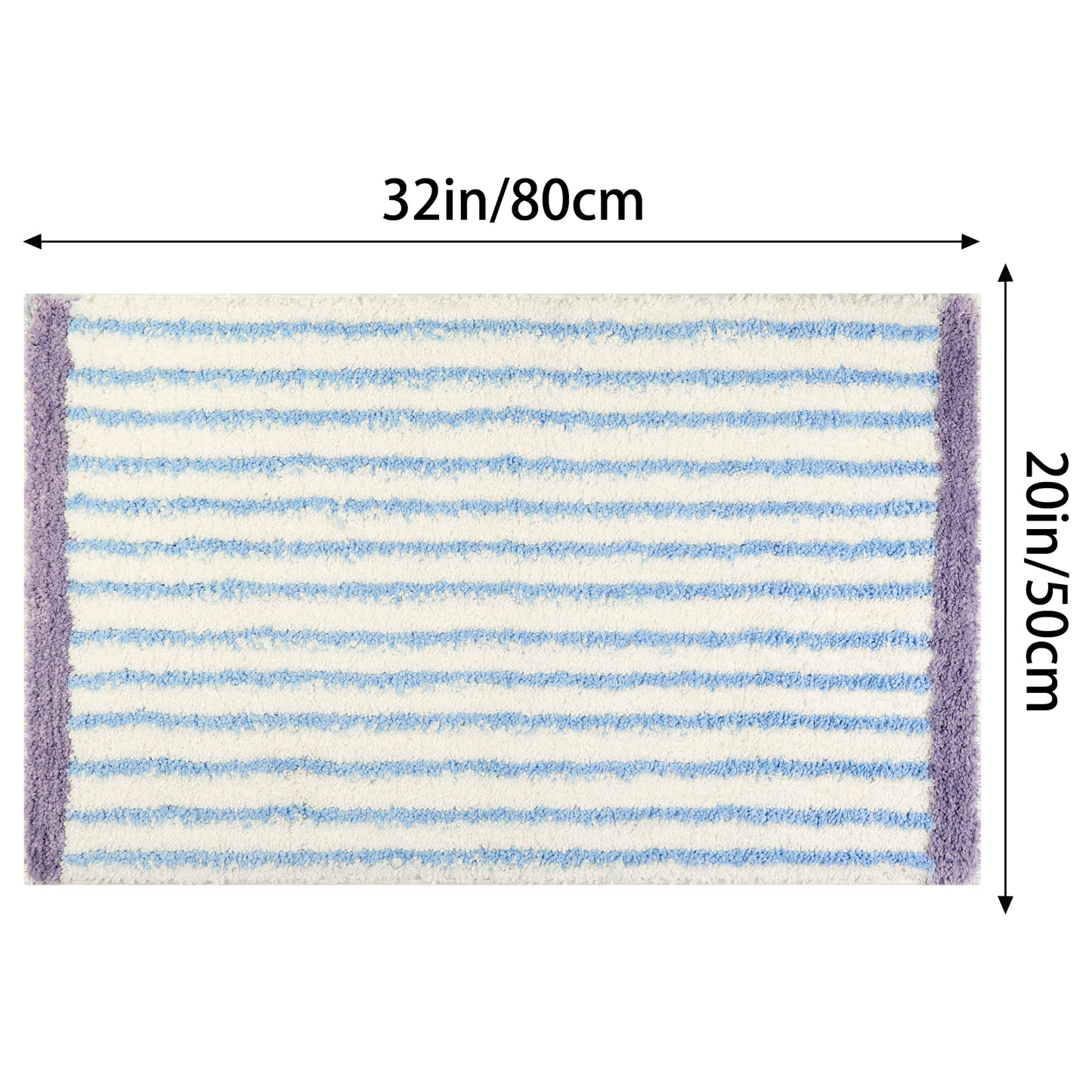 Striped Bathroom Rug Mat, Non-Slip Soft Bath Carpet, Absorbent Machine Washable Bath Mats