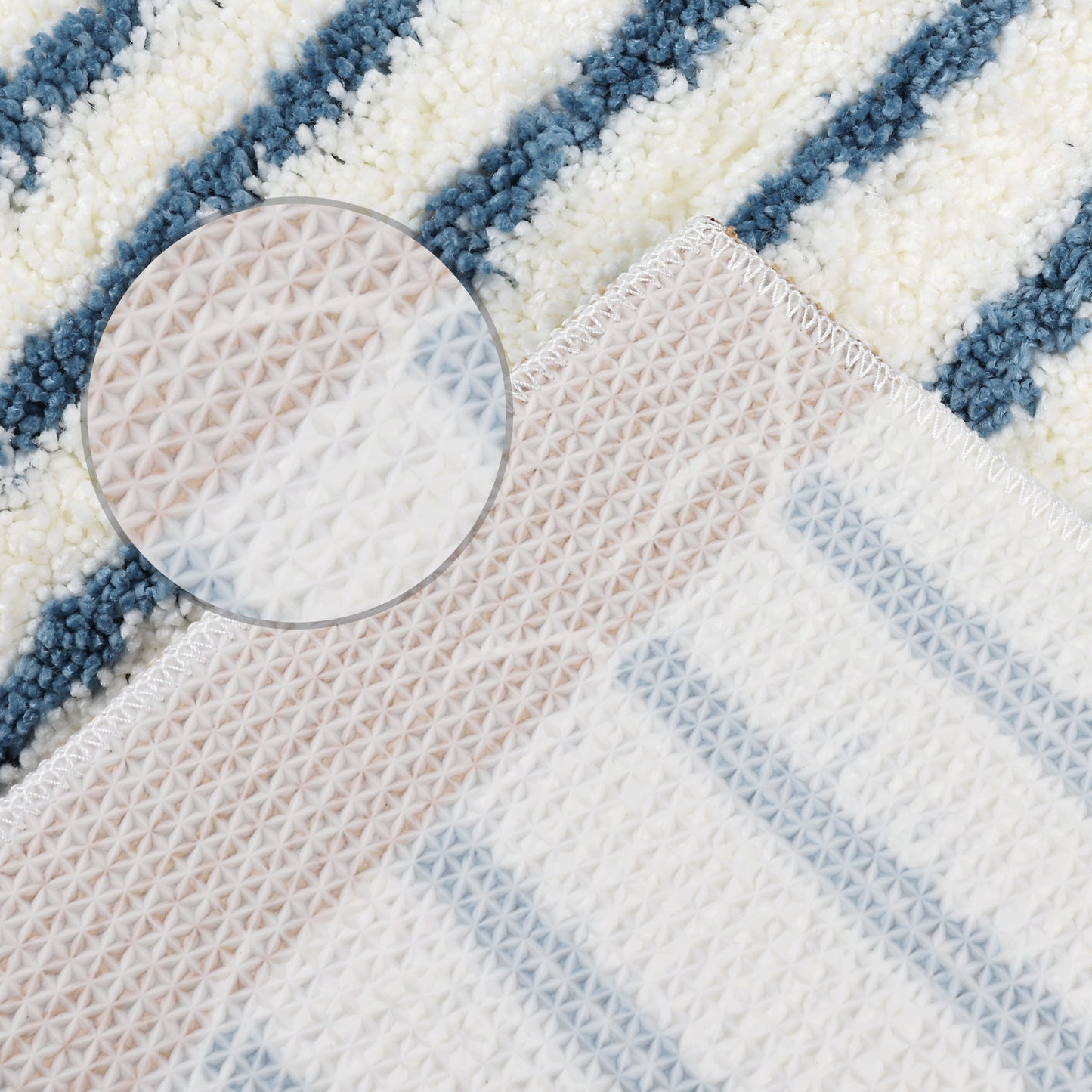 Striped Bathroom Rug Mat, Non-Slip Soft Bath Carpet, Absorbent Machine Washable Bath Mats