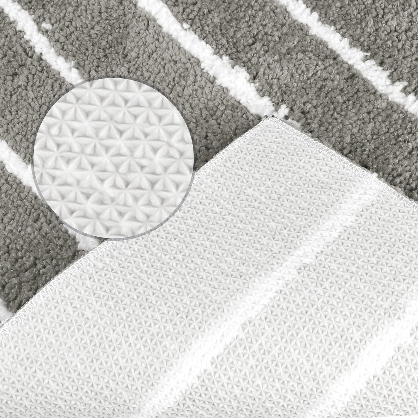 Striped Bathroom Rug, Non-Slip Soft Fluffy Bath Carpet, Water Absorbent Bath Mats