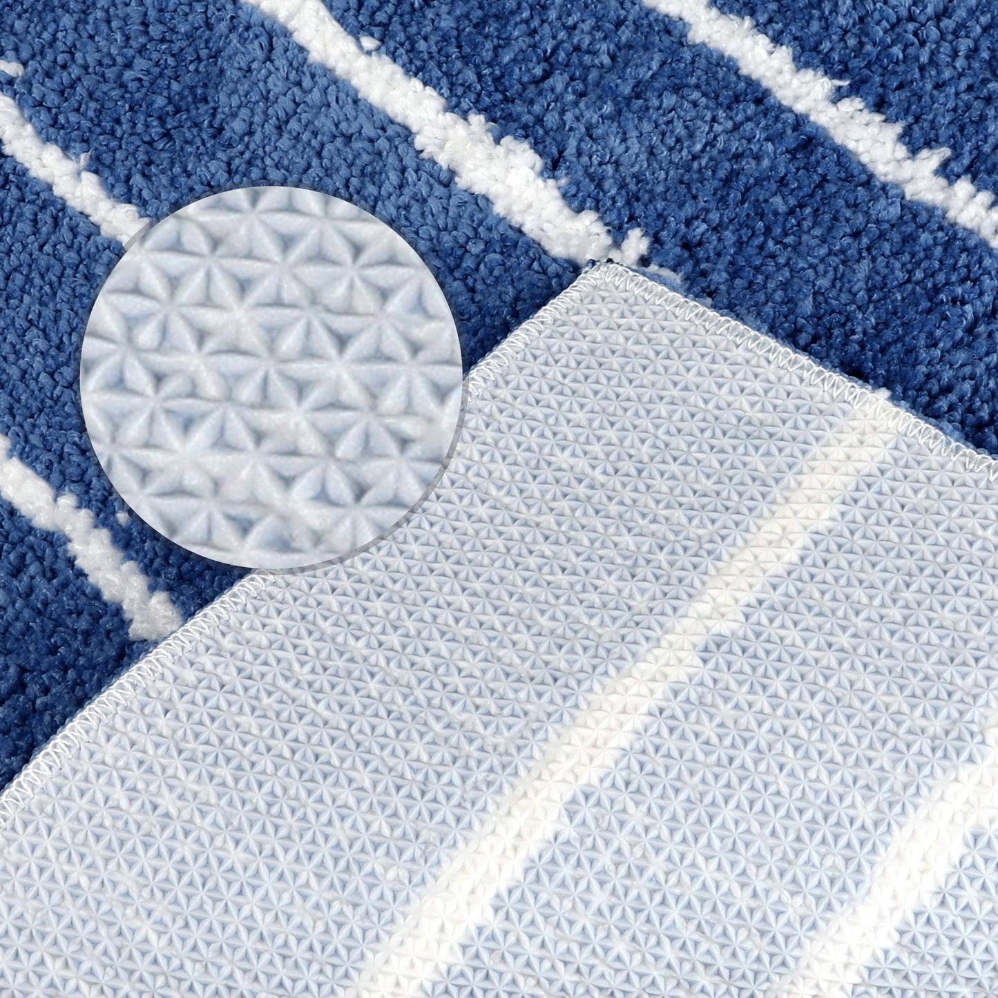 Striped Bathroom Rug, Non-Slip Soft Fluffy Bath Carpet, Water Absorbent Bath Mats
