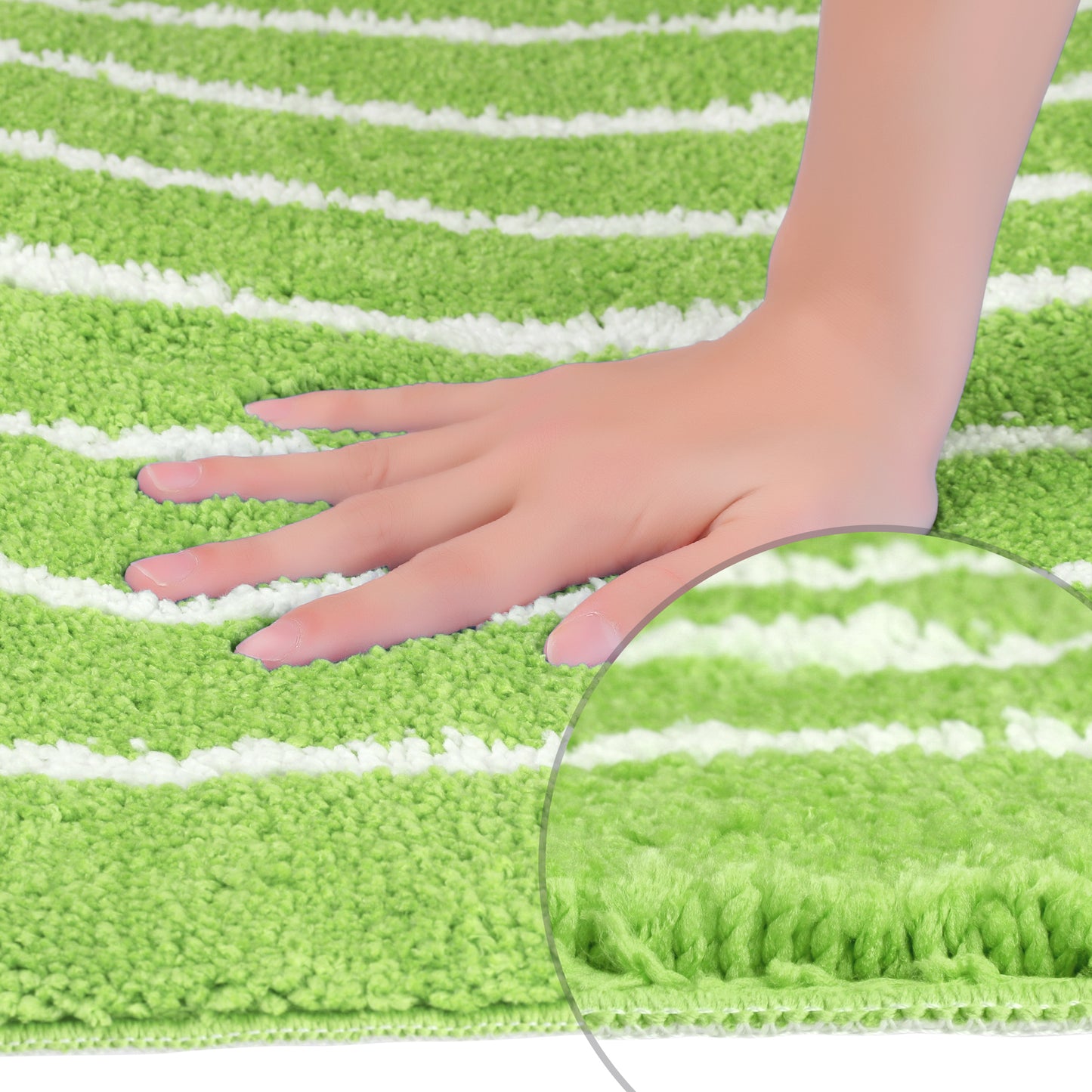 Striped Bathroom Rug, Non-Slip Soft Fluffy Bath Carpet, Water Absorbent Bath Mats